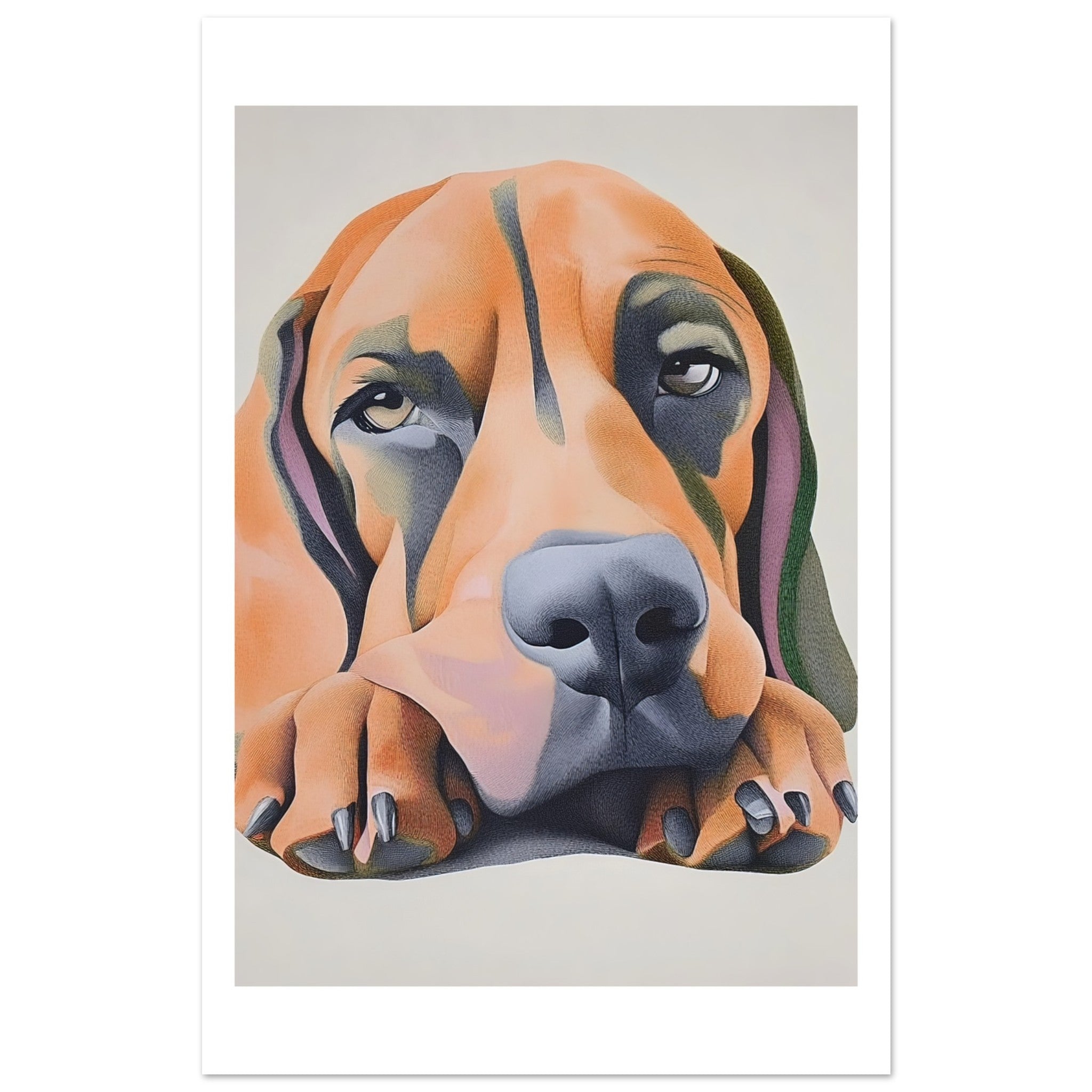Bloodhound Dog Relaxing Pastel Colored