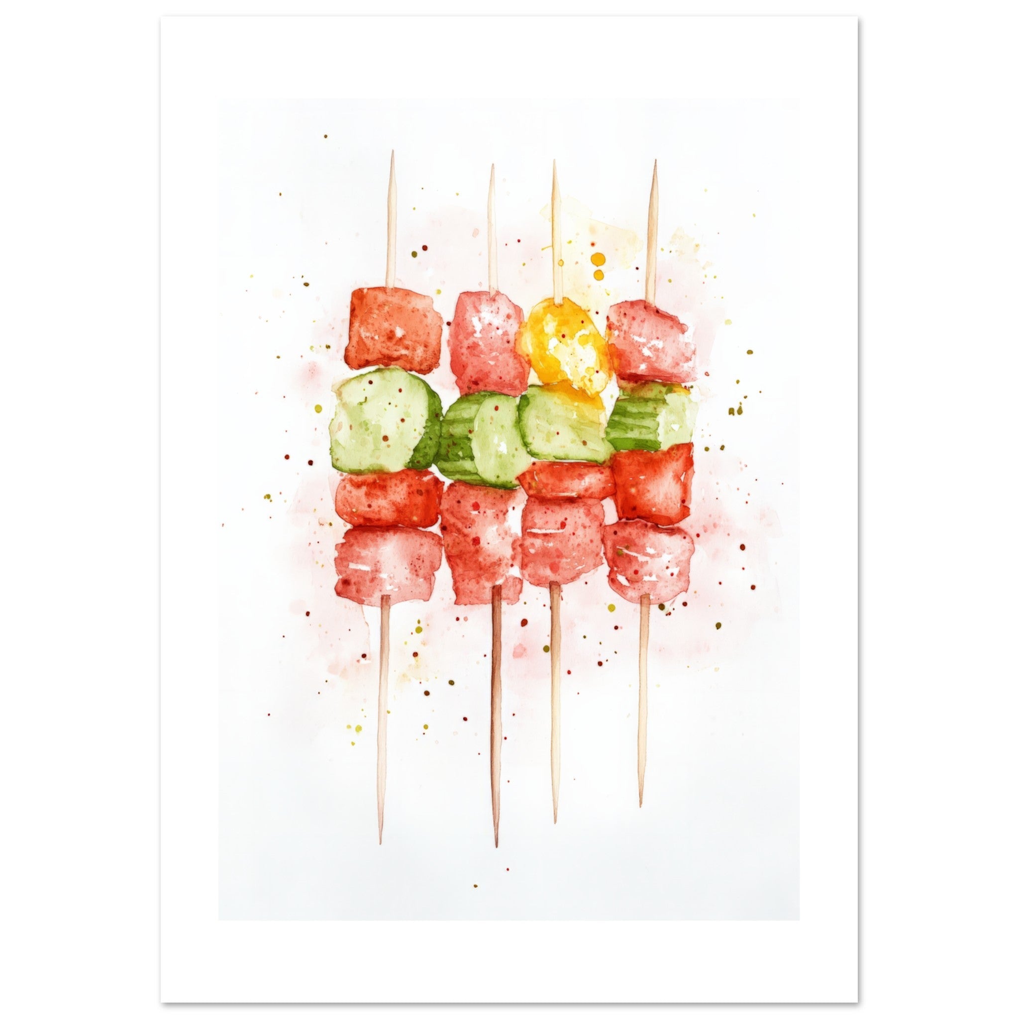 Antipasto Skewers Watercolor Painting Wall Art 2