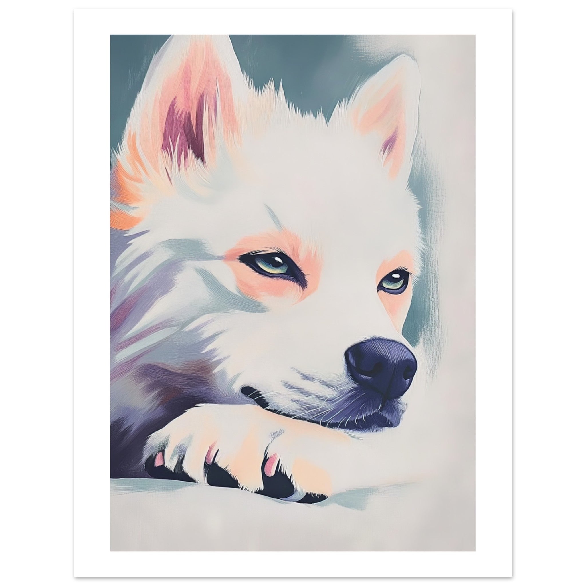 American Eskimo Dog Relaxing Pastel Colored