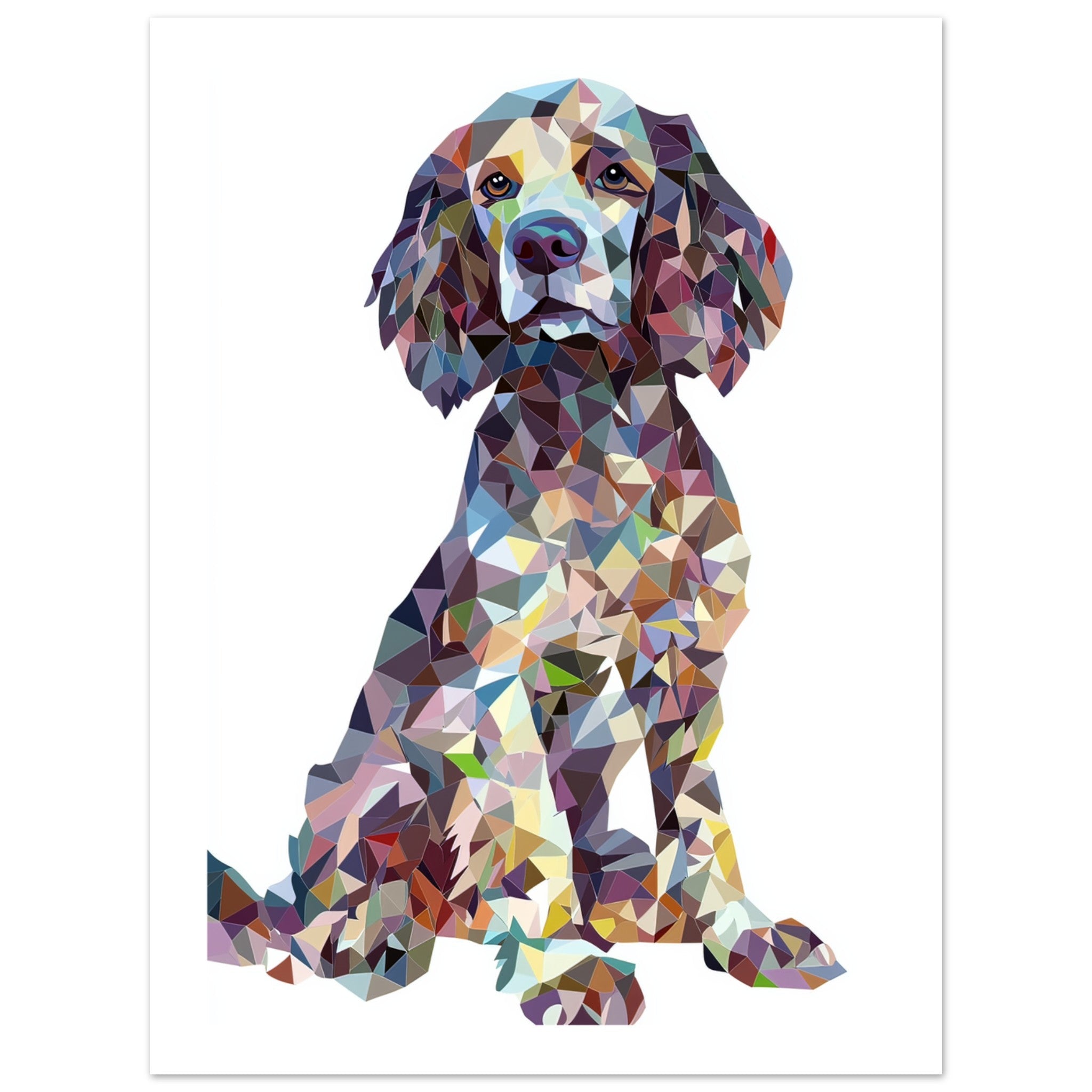 American Water Dog Illustrated with Colorful Triangles 2