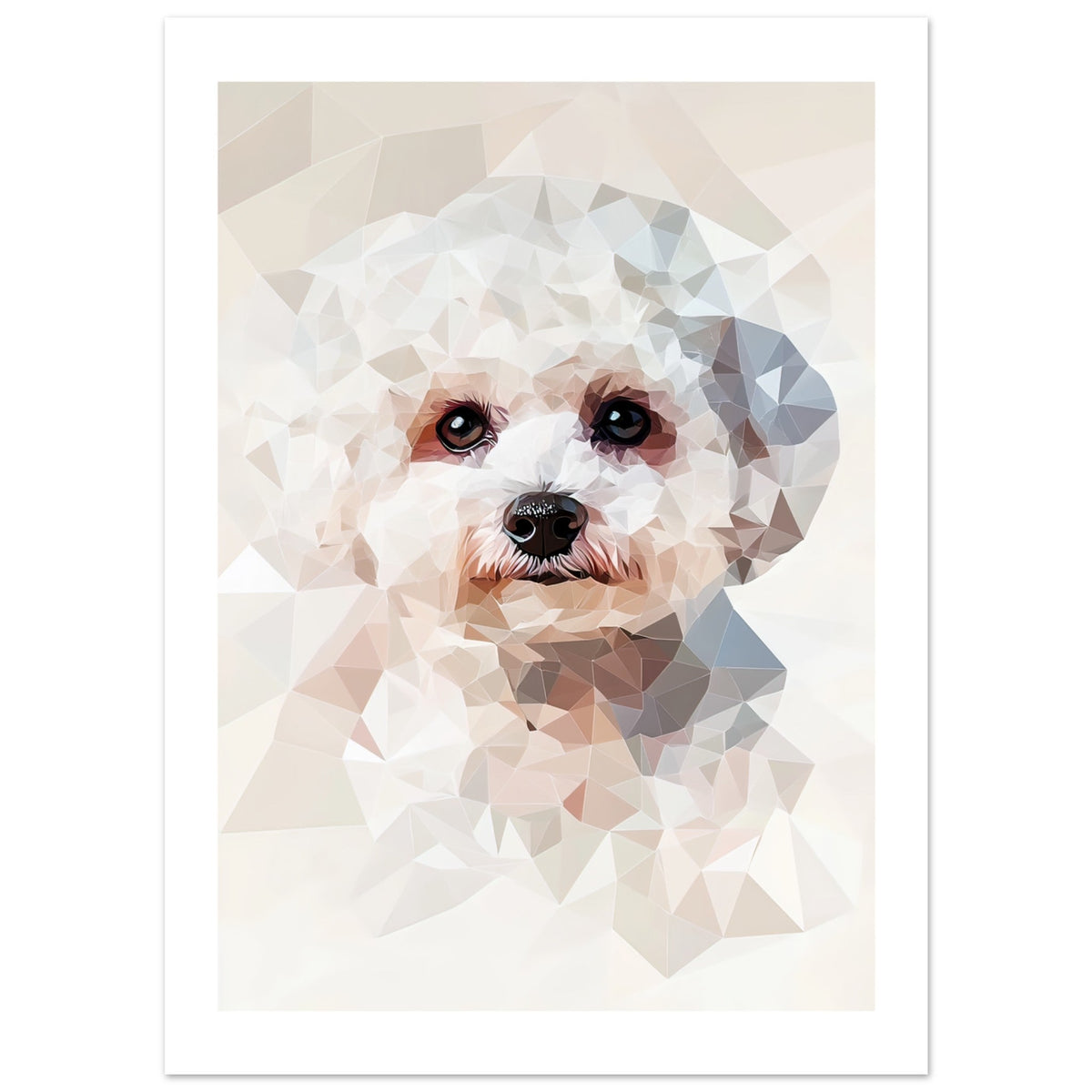 Bichon Frise Dog Illustrated with Colorful Triangles 1