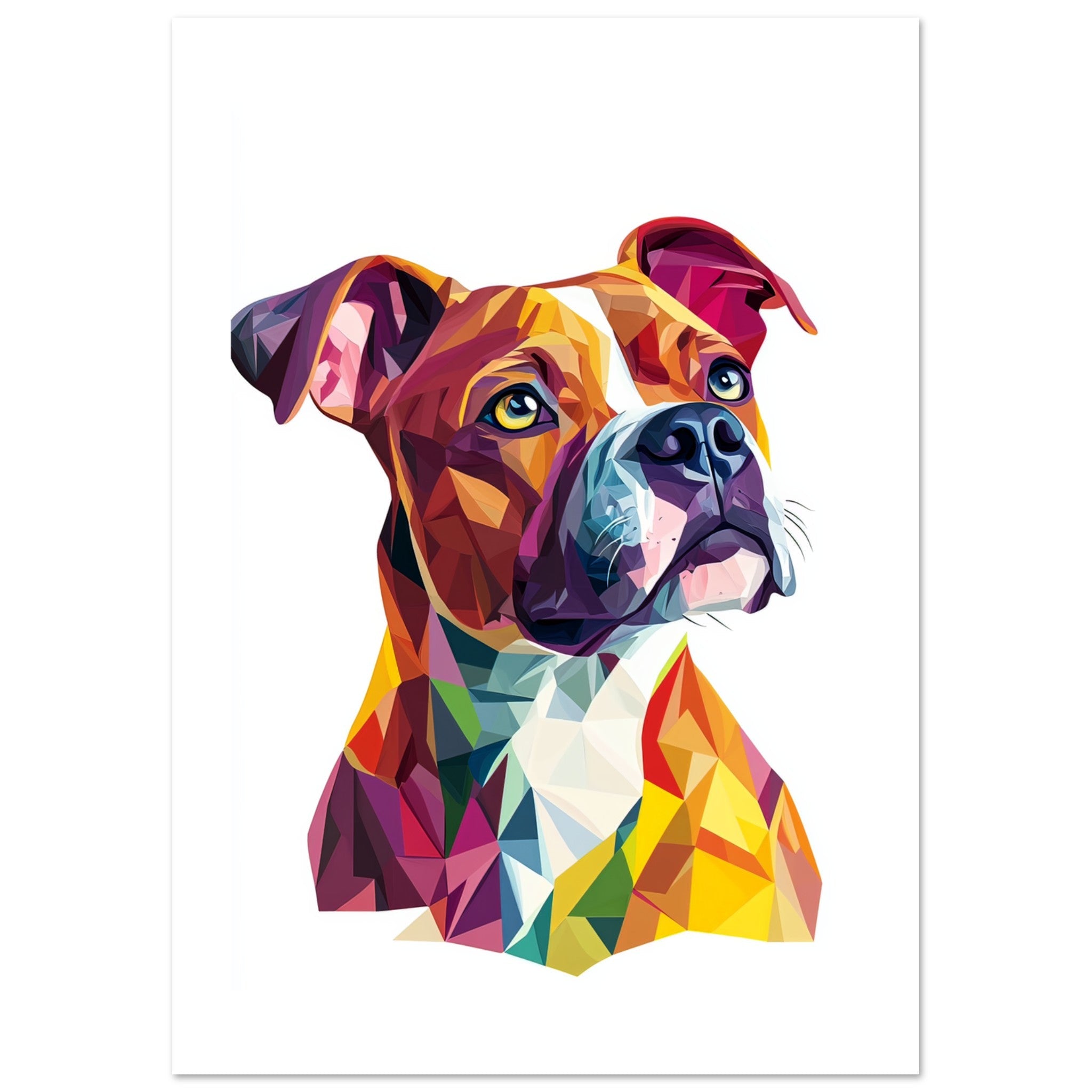 American Staffordshire Dog Illustrated with Colorful Triangles