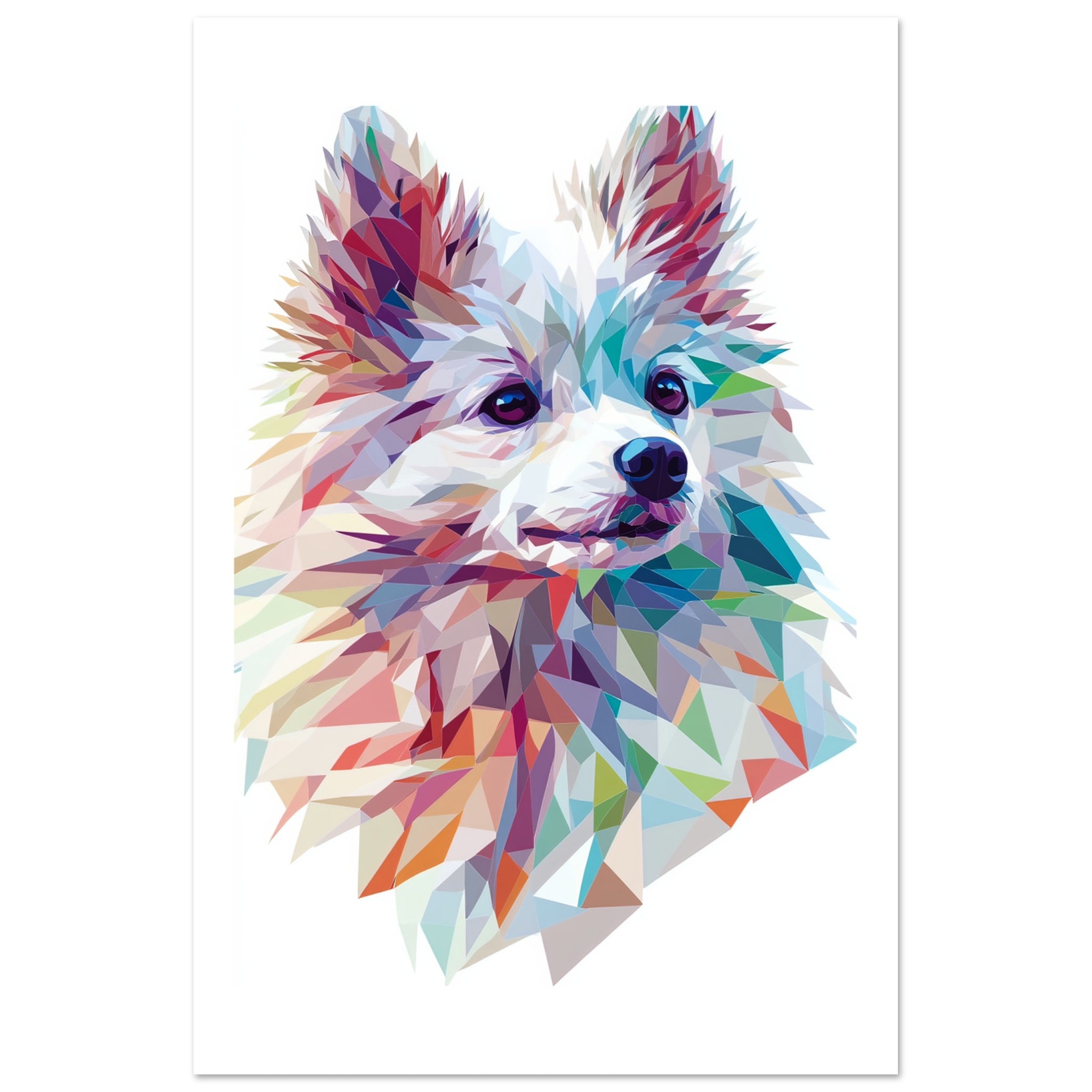 American Eskimo Dog Illustrated with Colorful Triangles