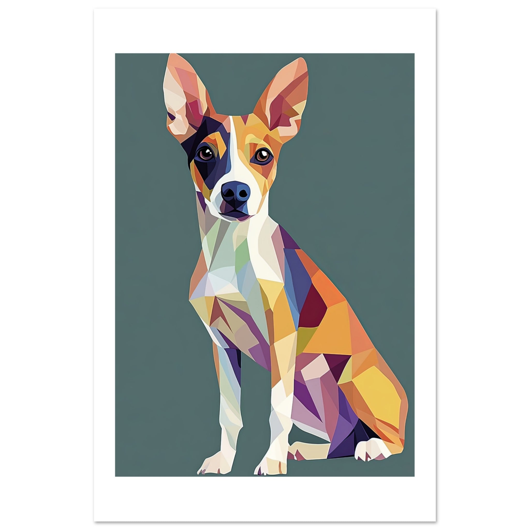 Basenji Dog Illustrated with Colorful Triangles 1