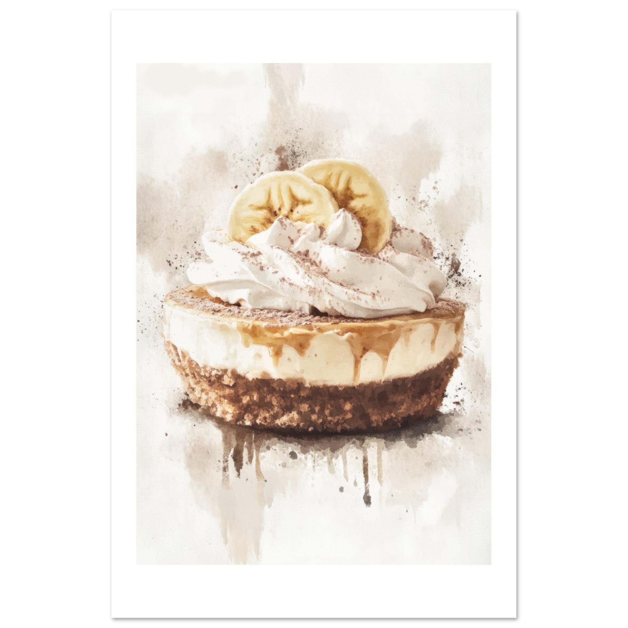 Banoffee Pie Watercolor Painting Wall Art 1
