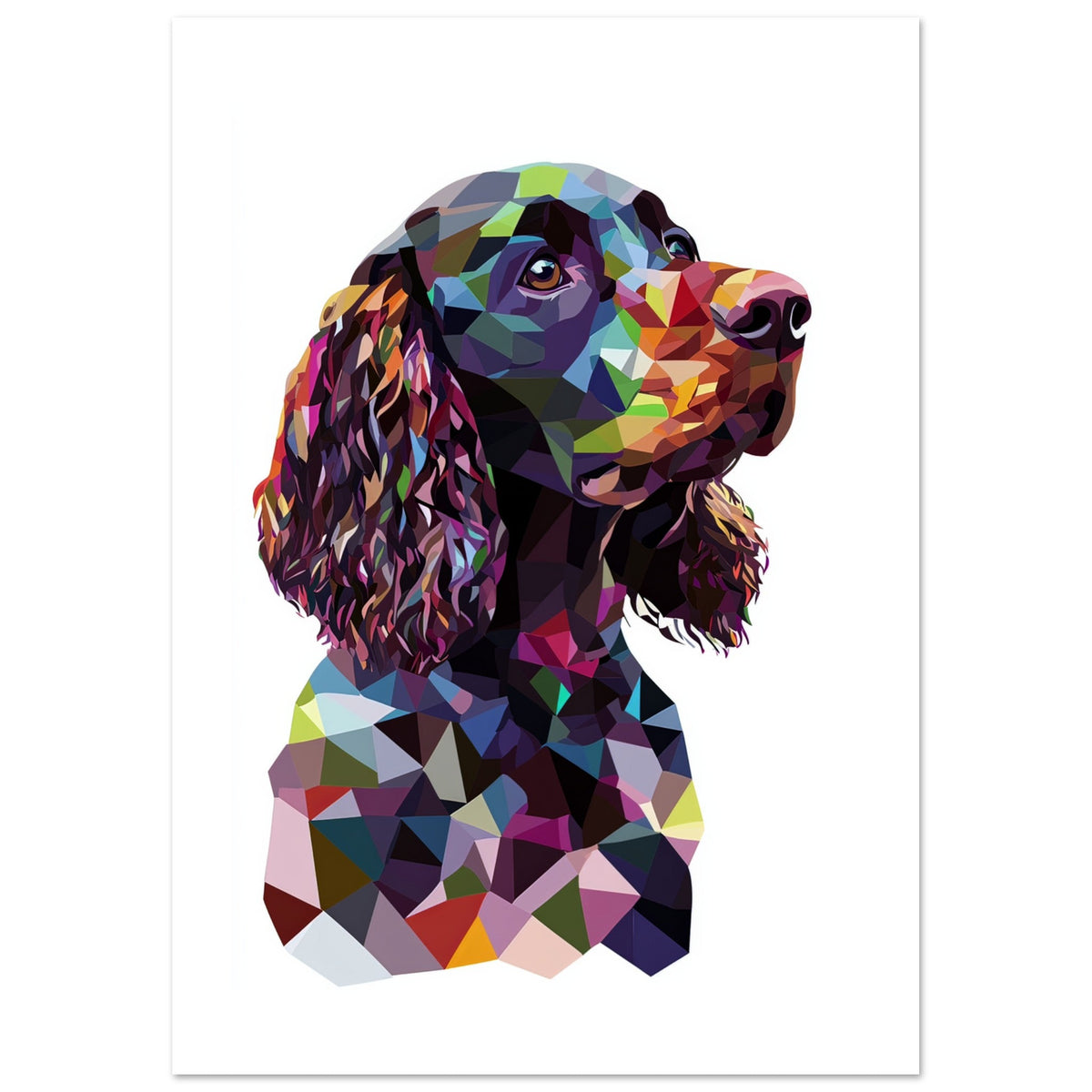 American Water Dog Illustrated with Colorful Triangles 3