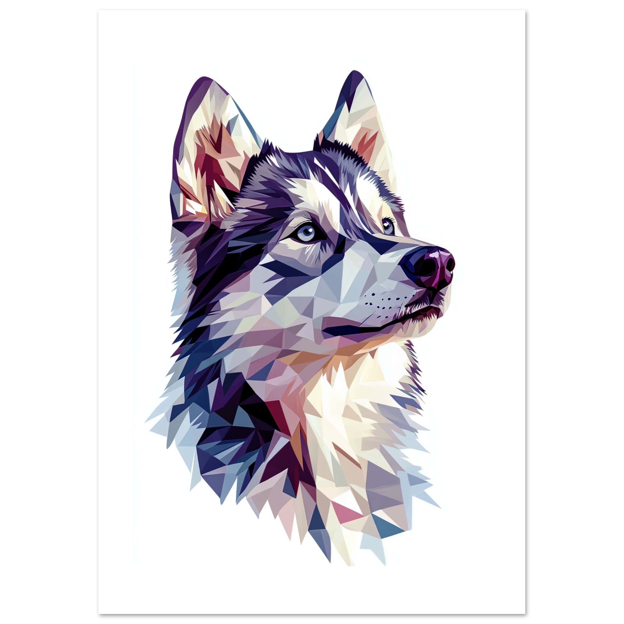 Alaskan Malamute Dog Illustrated with Colorful Triangles 1