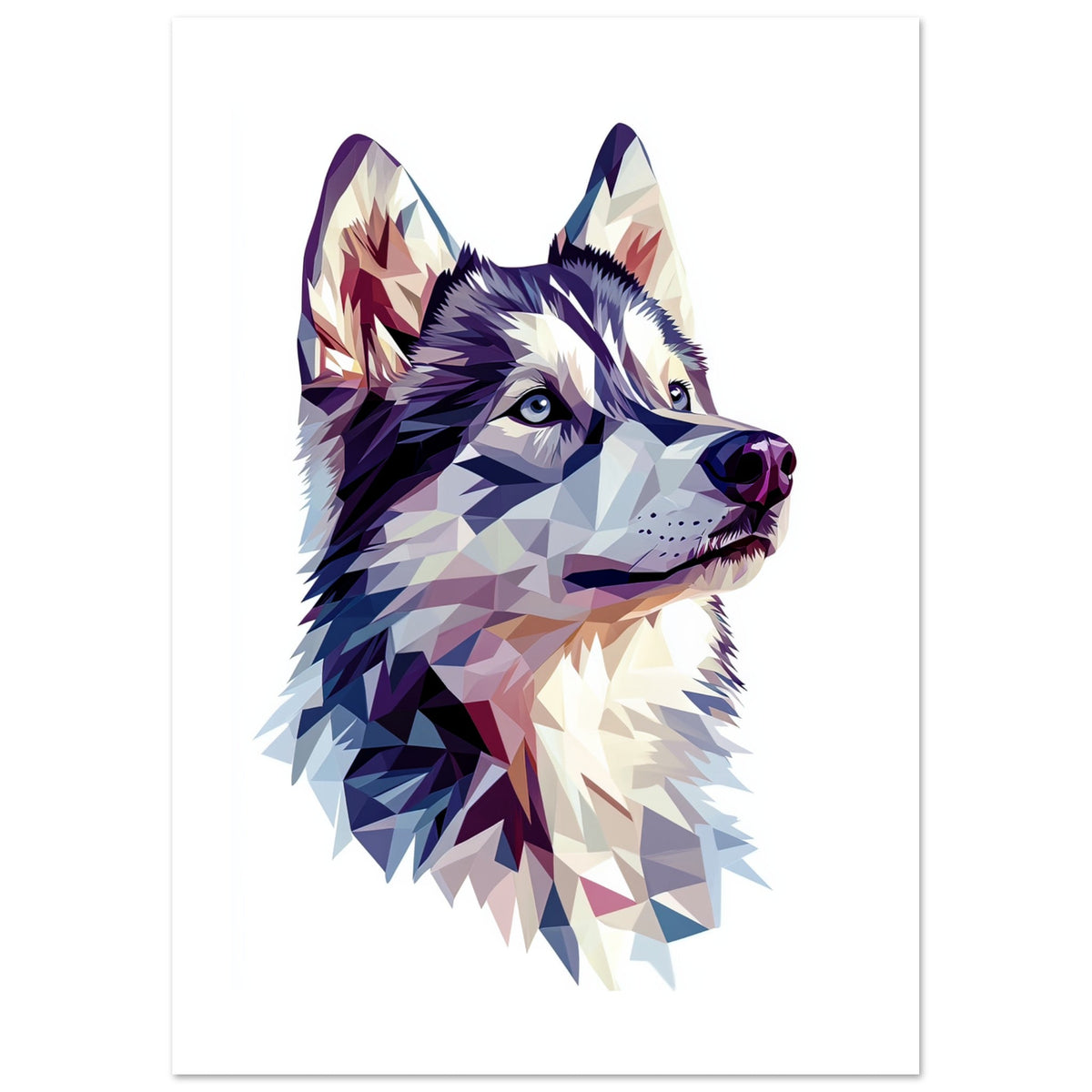Alaskan Malamute Dog Illustrated with Colorful Triangles 1
