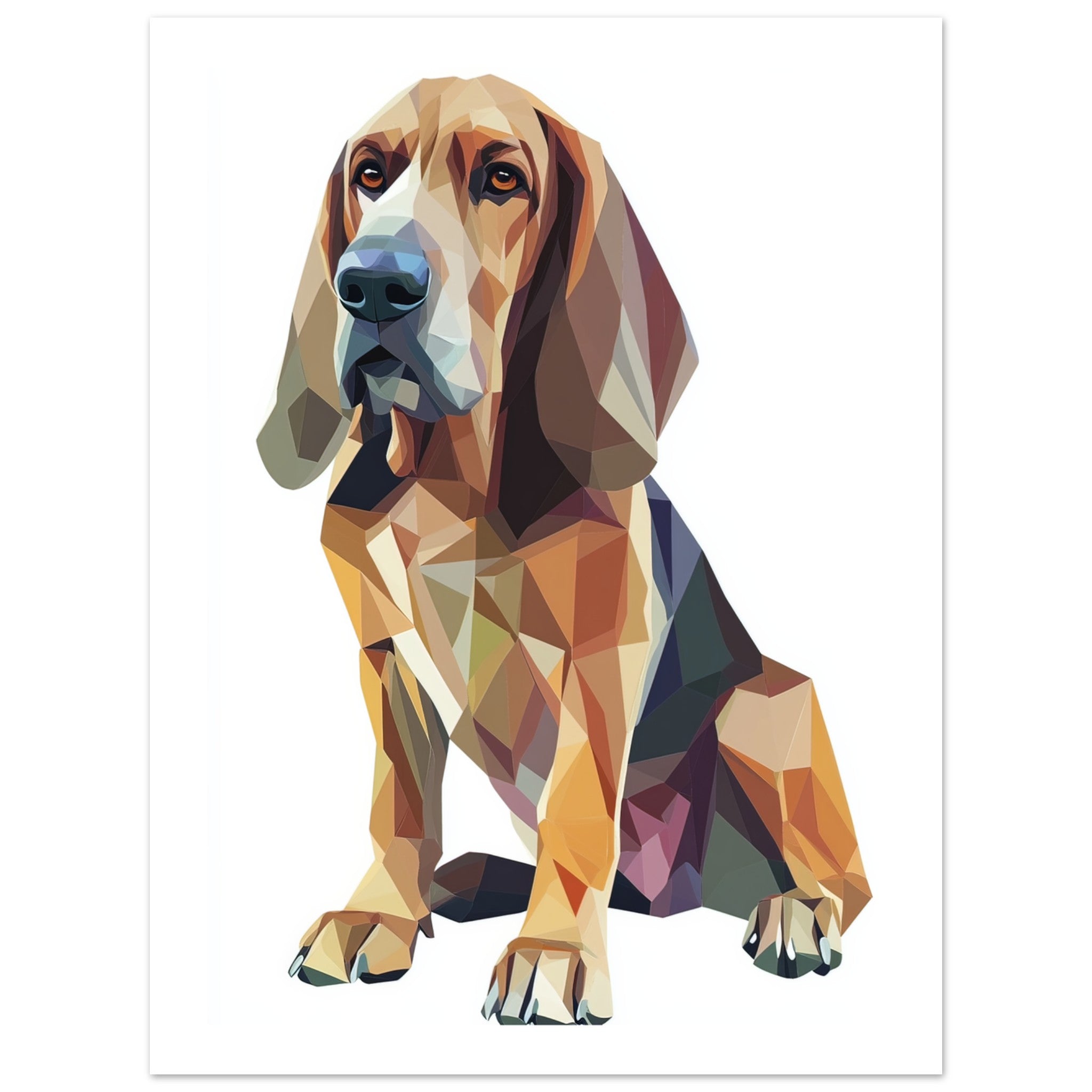 Bloodhound Dog Illustrated with Colorful Triangles 1