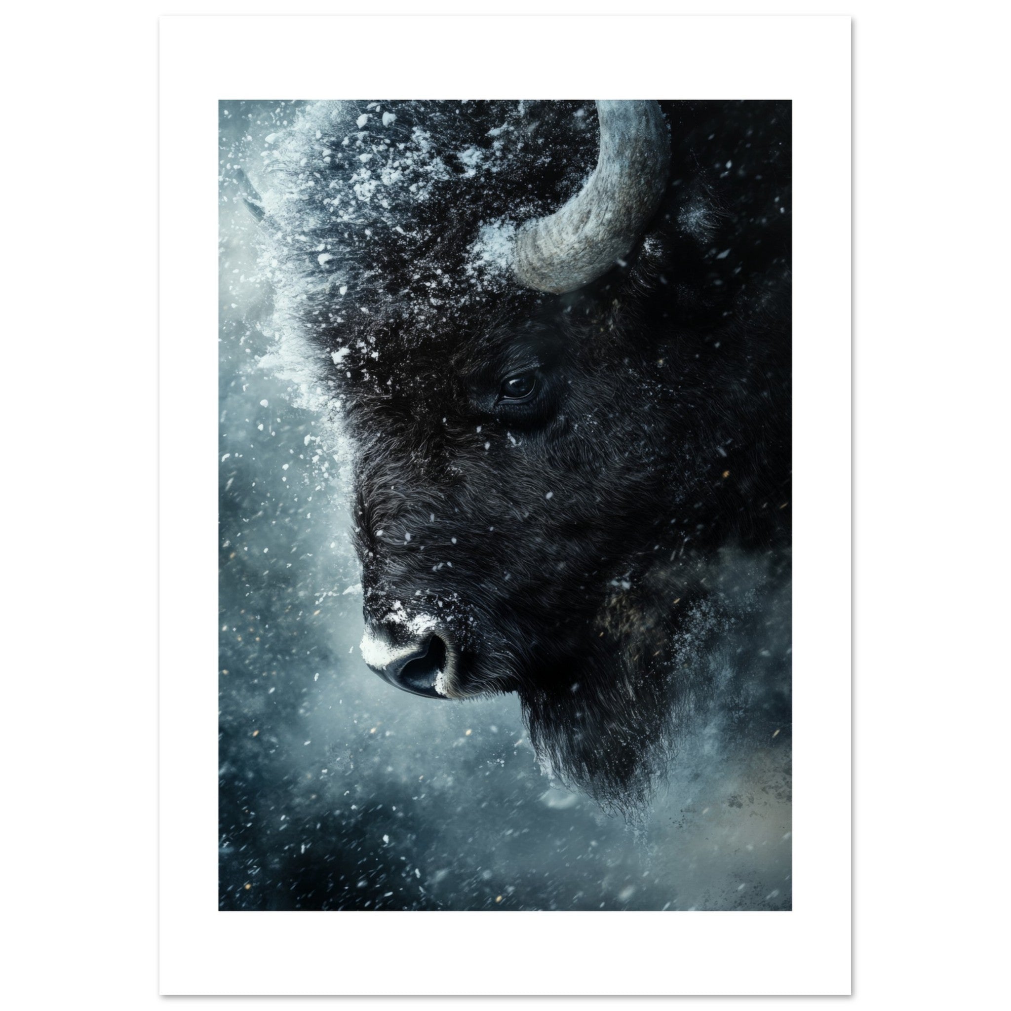 Bison portrait in a snowstorm 2
