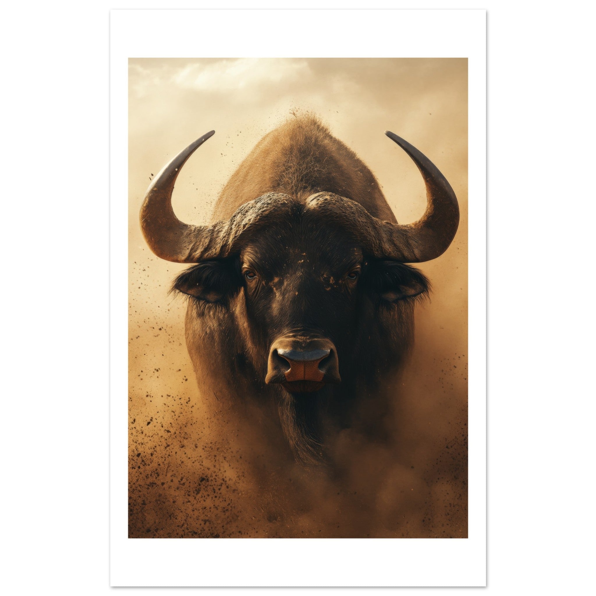 Buffalo portrait in a sandstorm