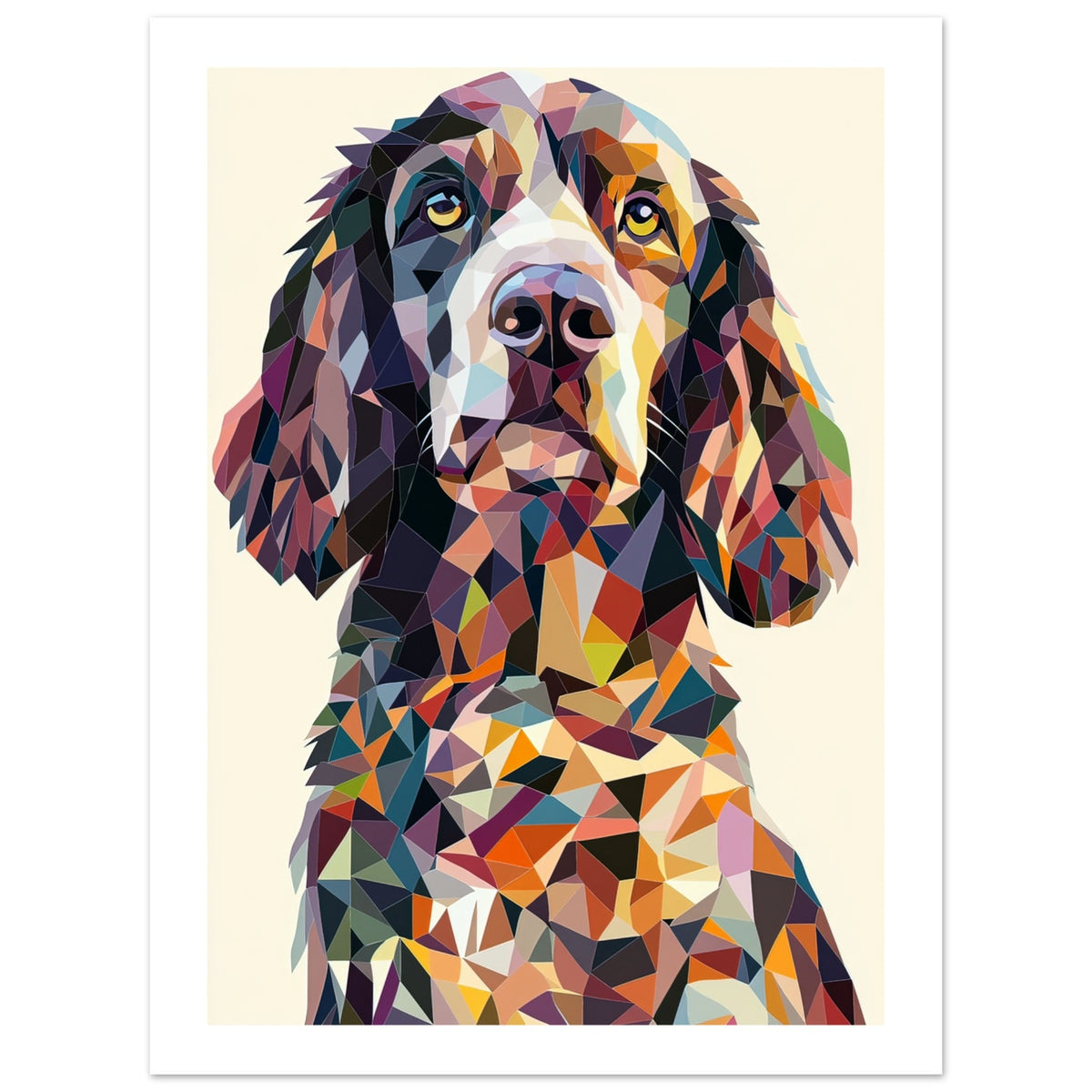 American Water Dog Illustrated with Colorful Triangles 1
