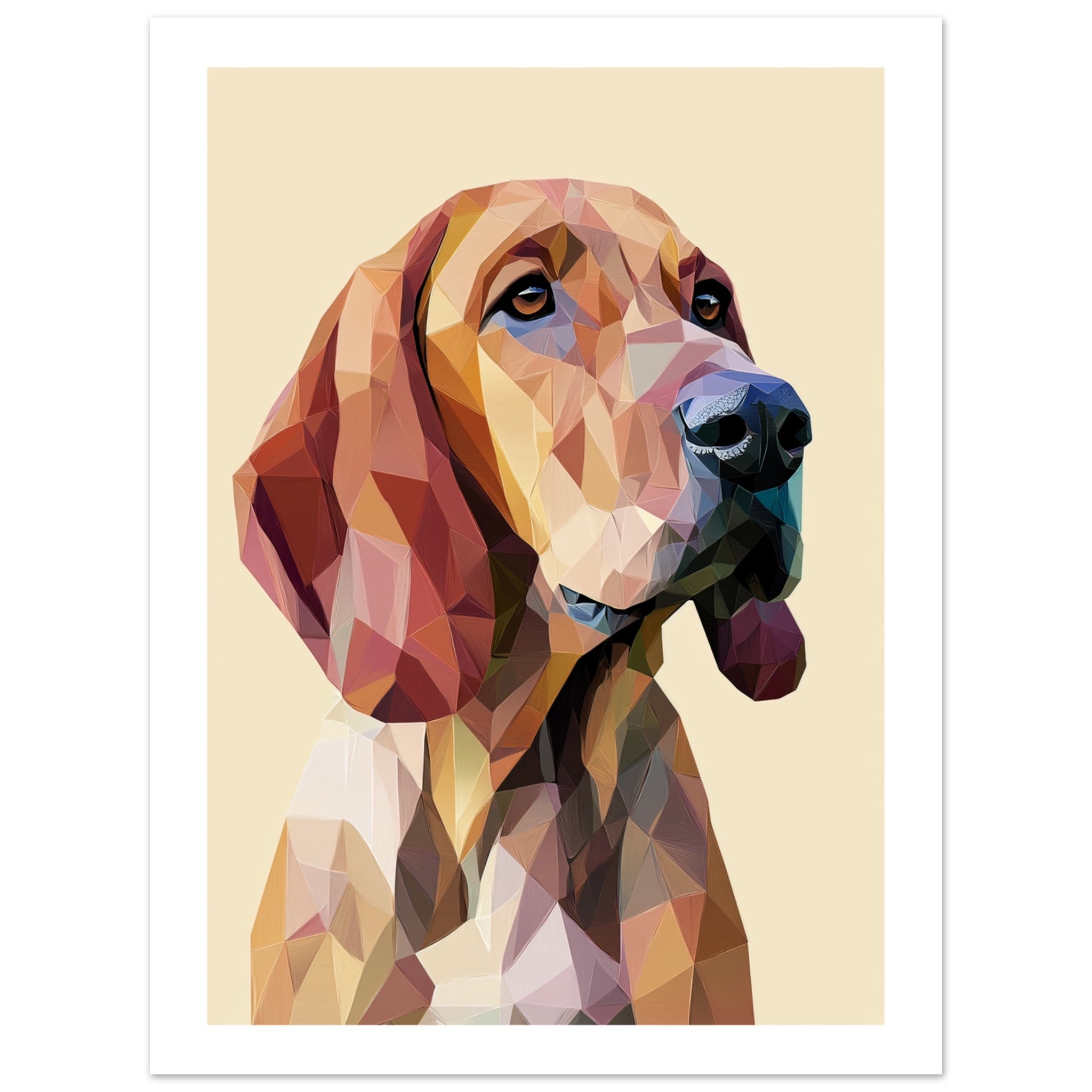 Bloodhound Dog Illustrated with Colorful Triangles 2