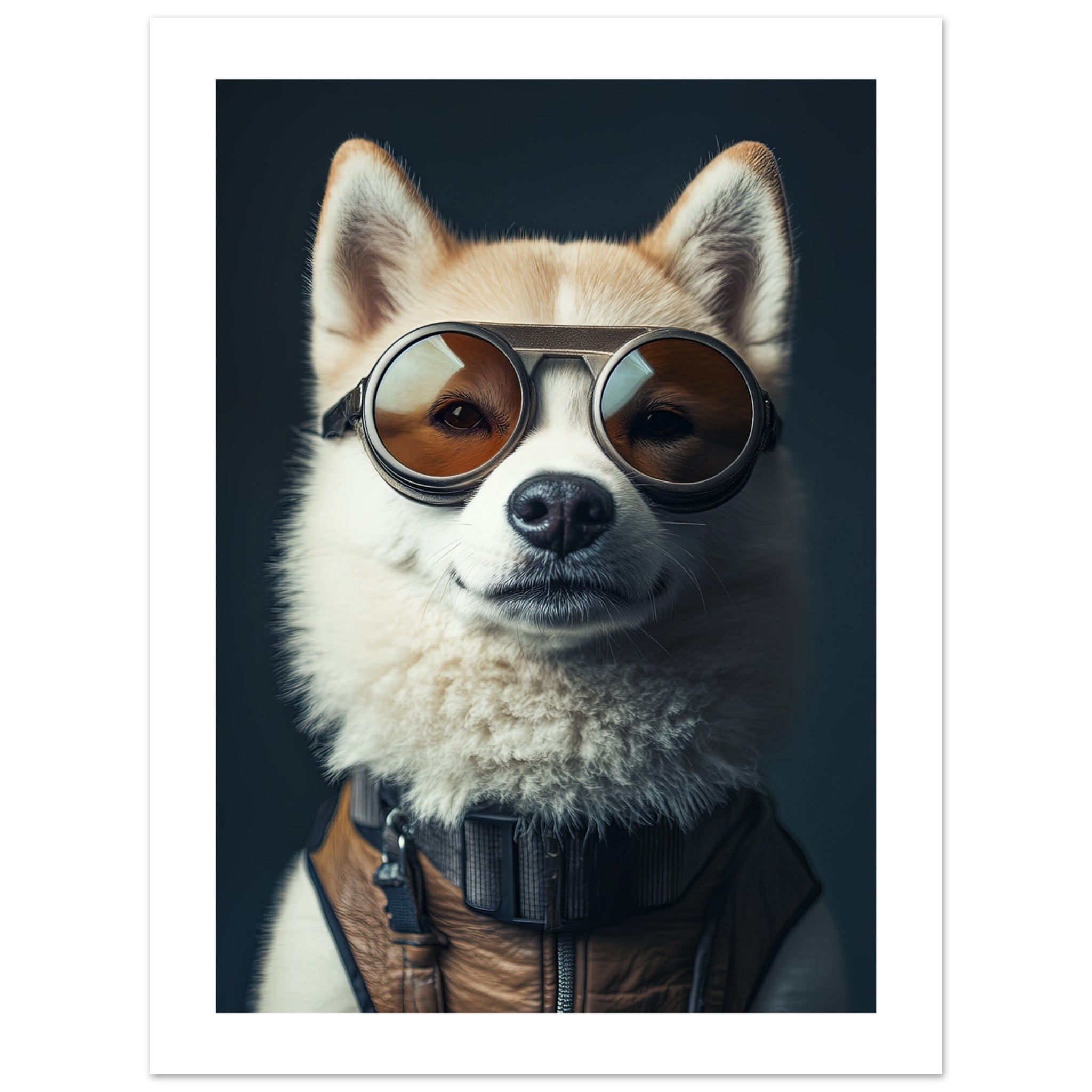Akita Dog Wearing Pilot Sunglasses 1