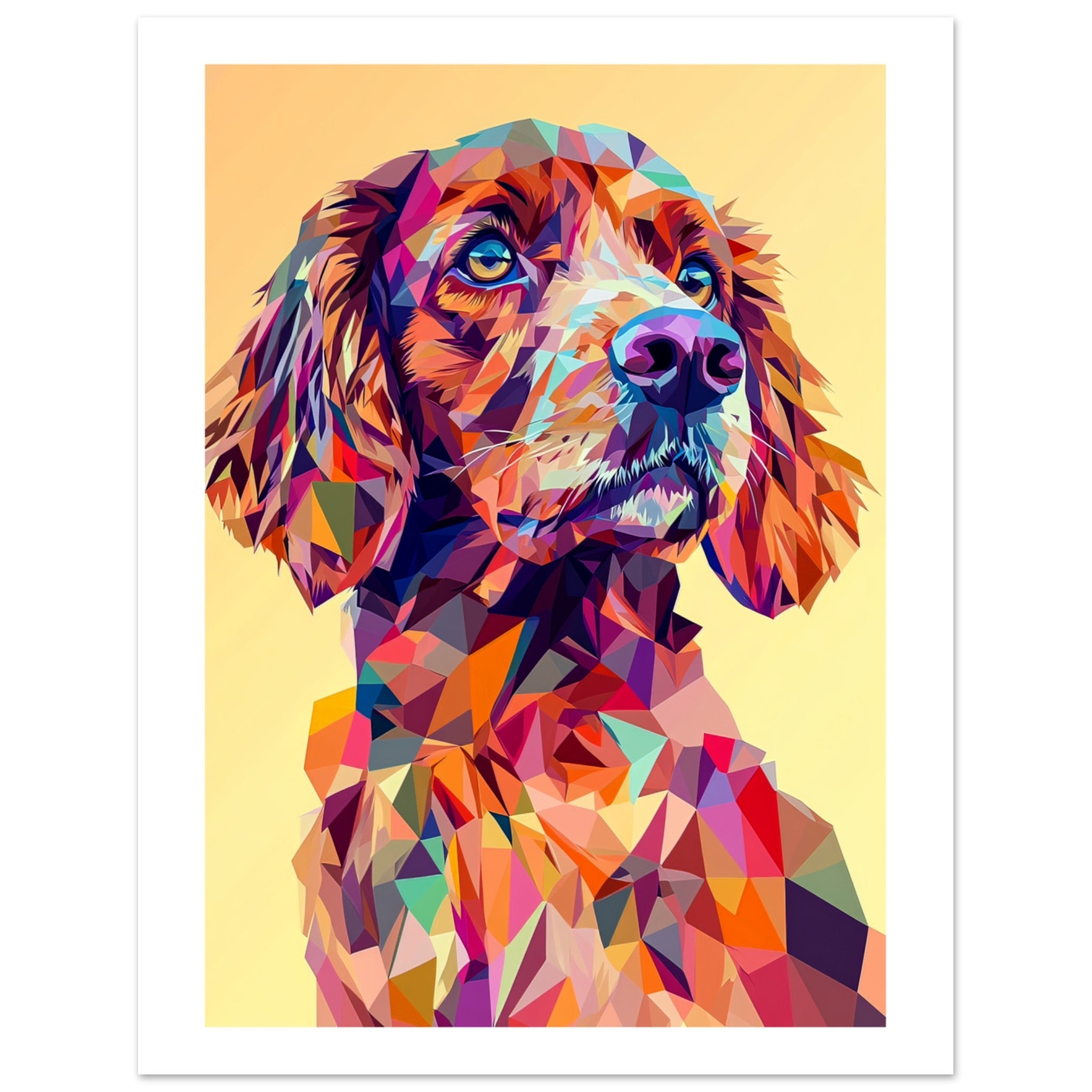 Boykin Spaniel Dog Illustrated with Colorful Triangles 1