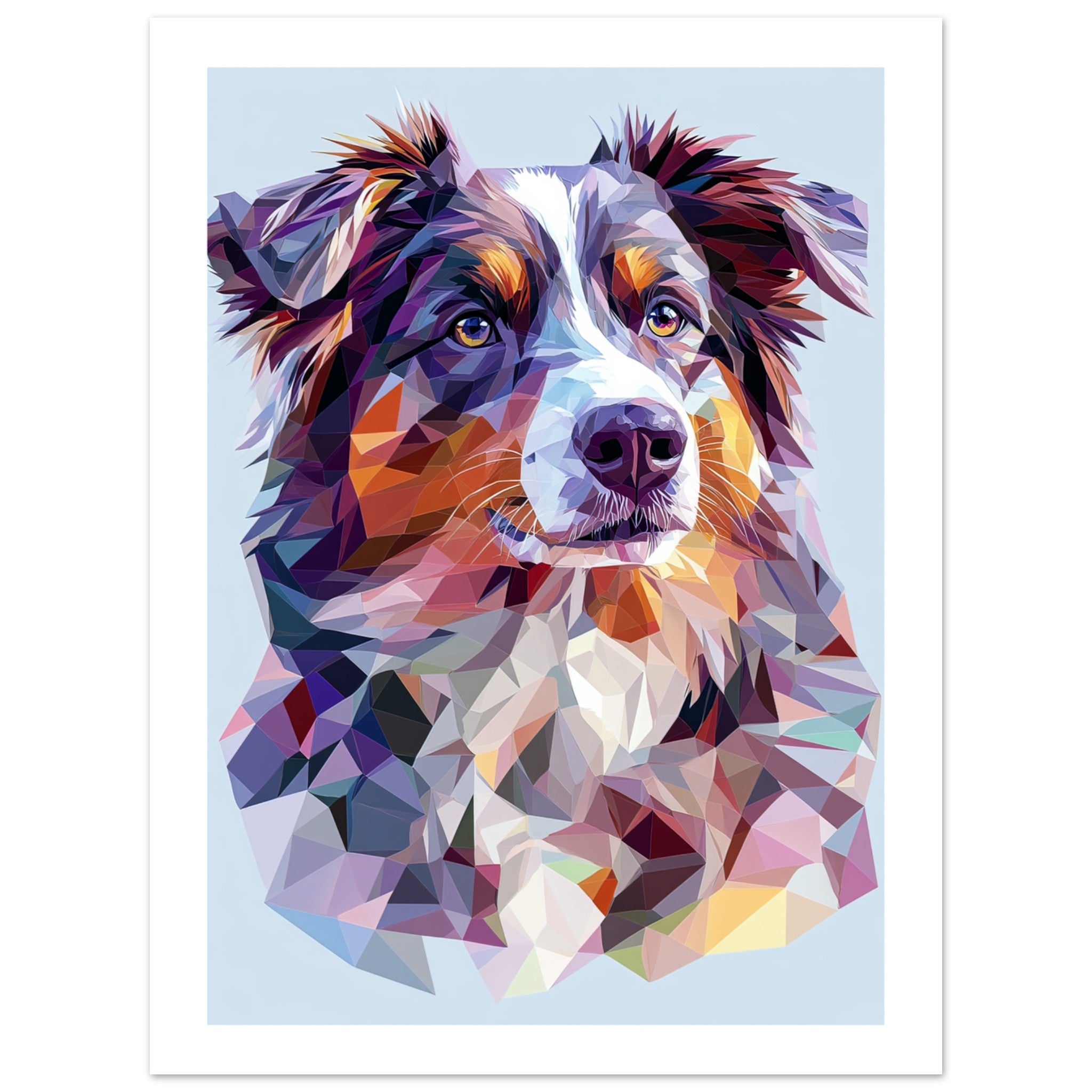 Australian Shepherd Dog Illustrated with Colorful Triangles 1