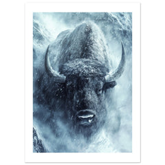 Bison portrait in a snowstorm 3