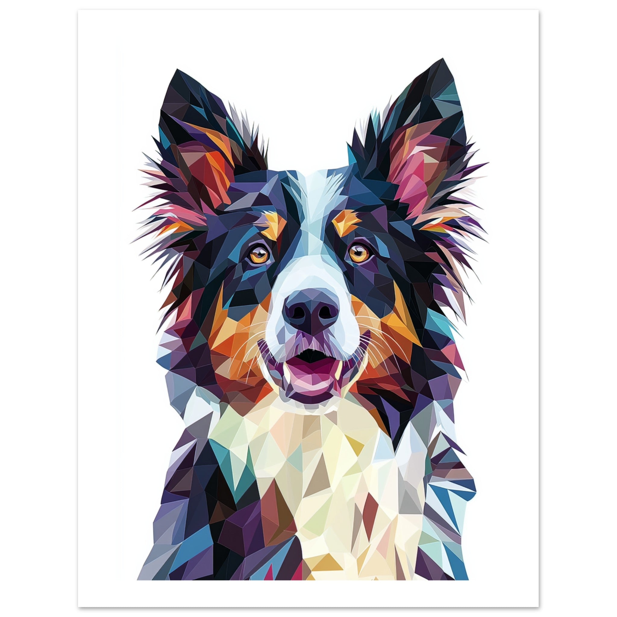 Border Collie Dog Illustrated with Colorful Triangles 1