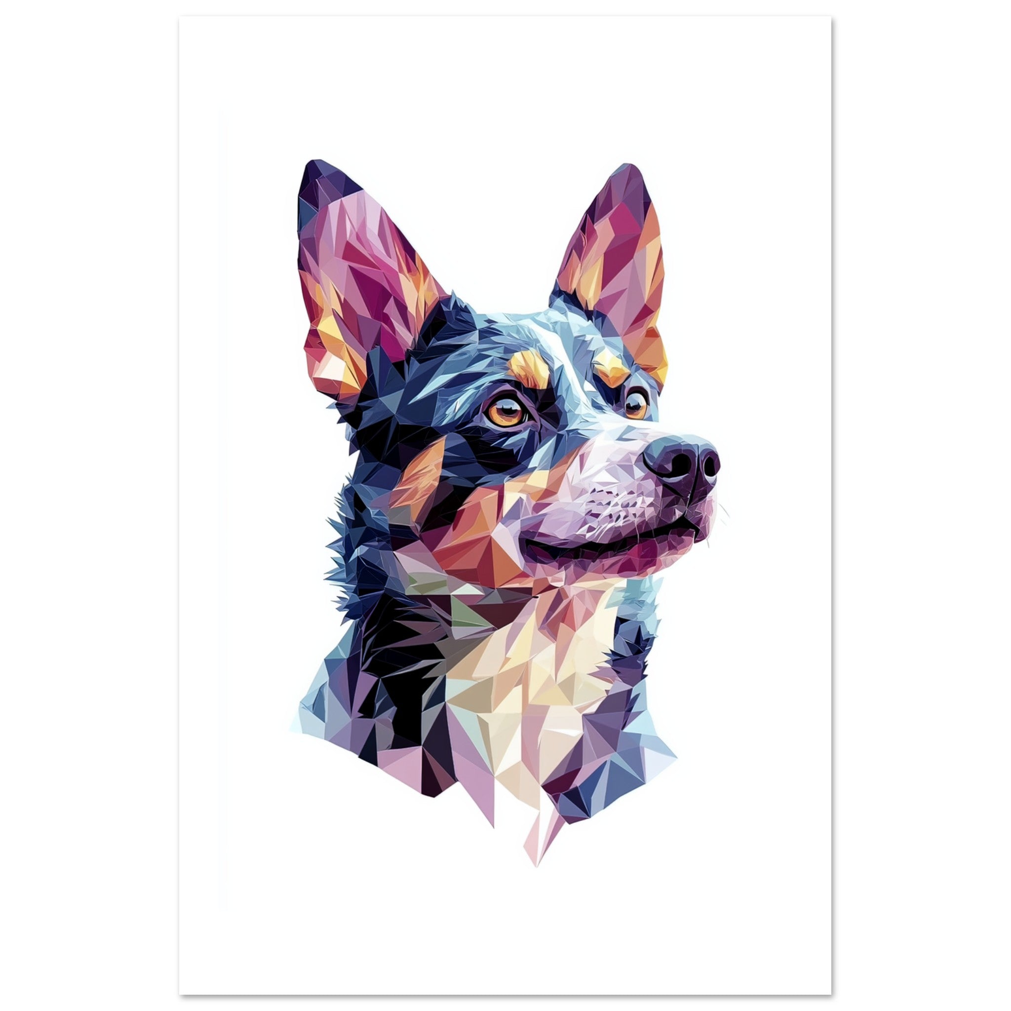 Australian Cattle Dog Illustrated with Colorful Triangles