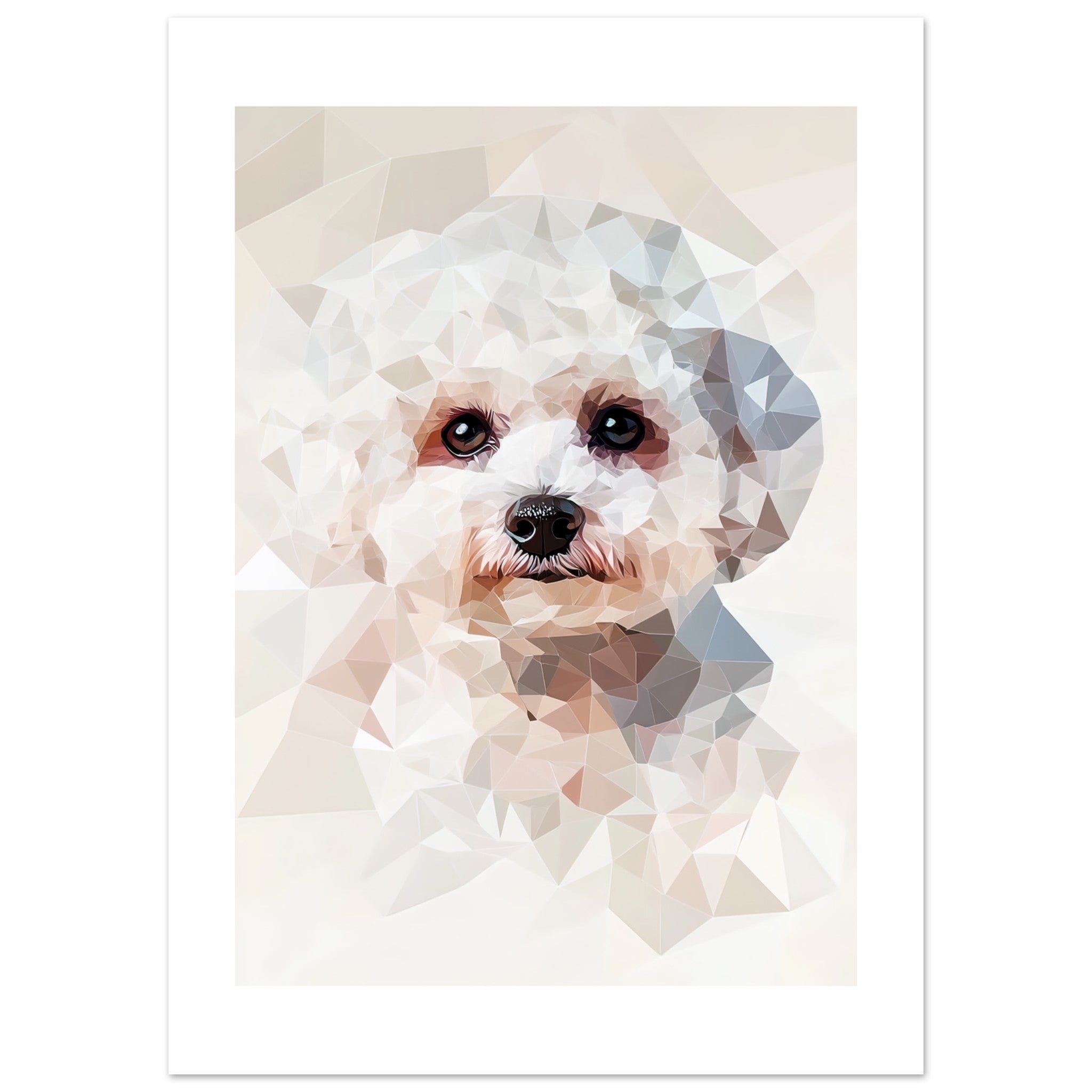 Bichon Frise Dog Illustrated with Colorful Triangles 1