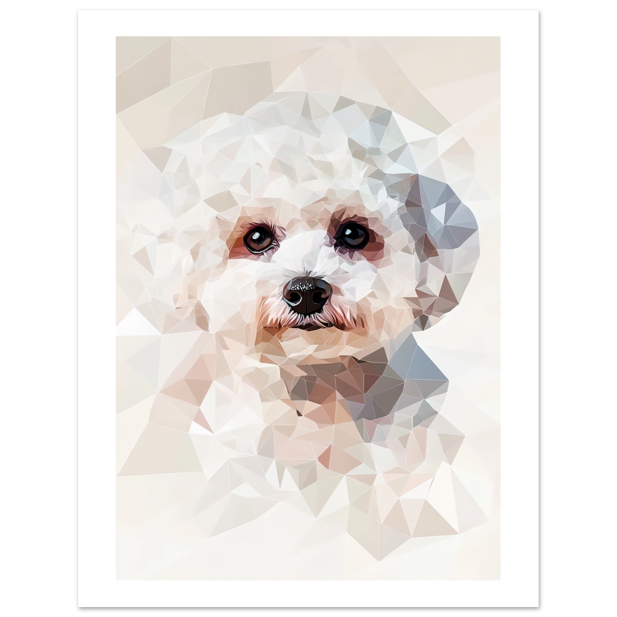 Bichon Frise Dog Illustrated with Colorful Triangles 1