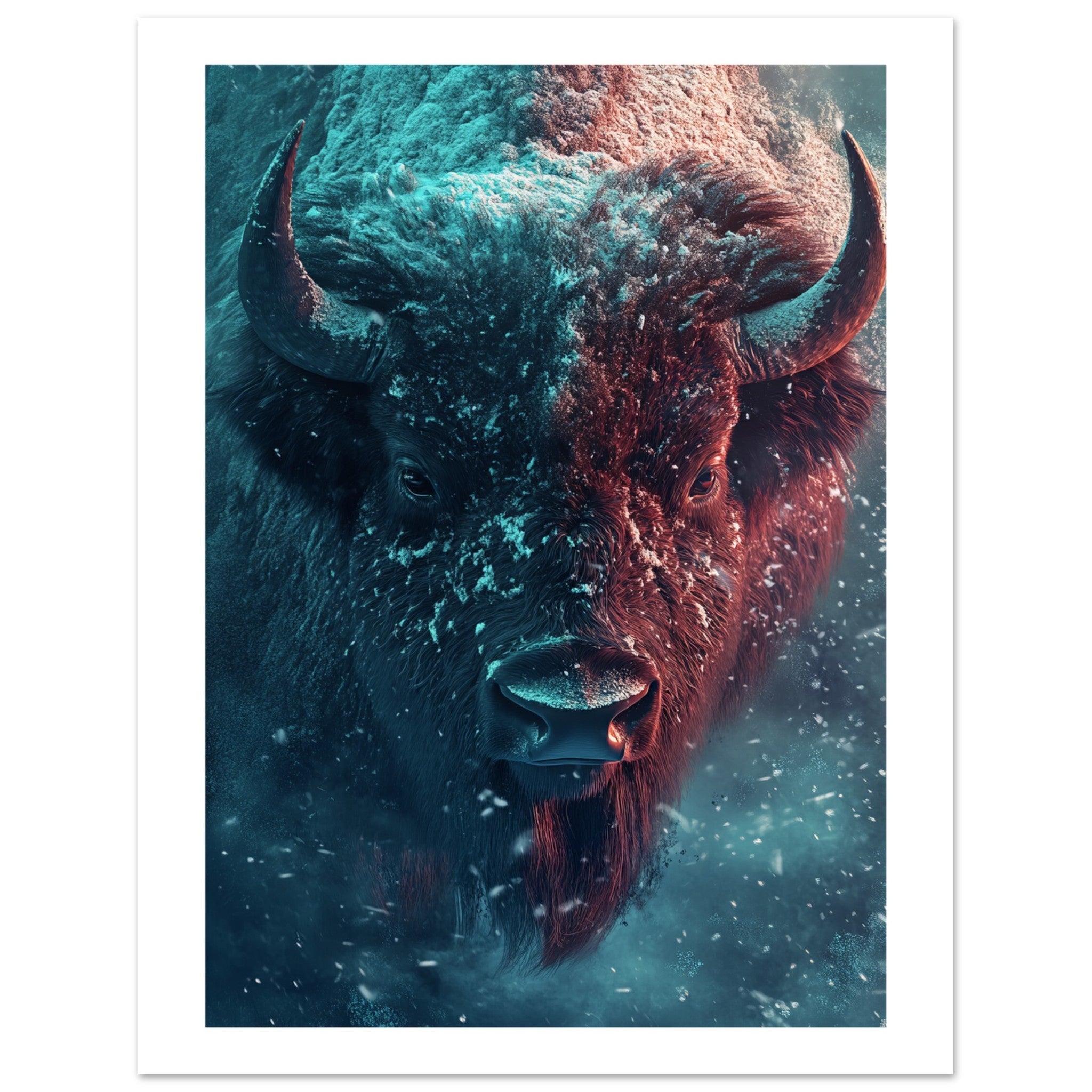 Bison portrait in a snowstorm 1