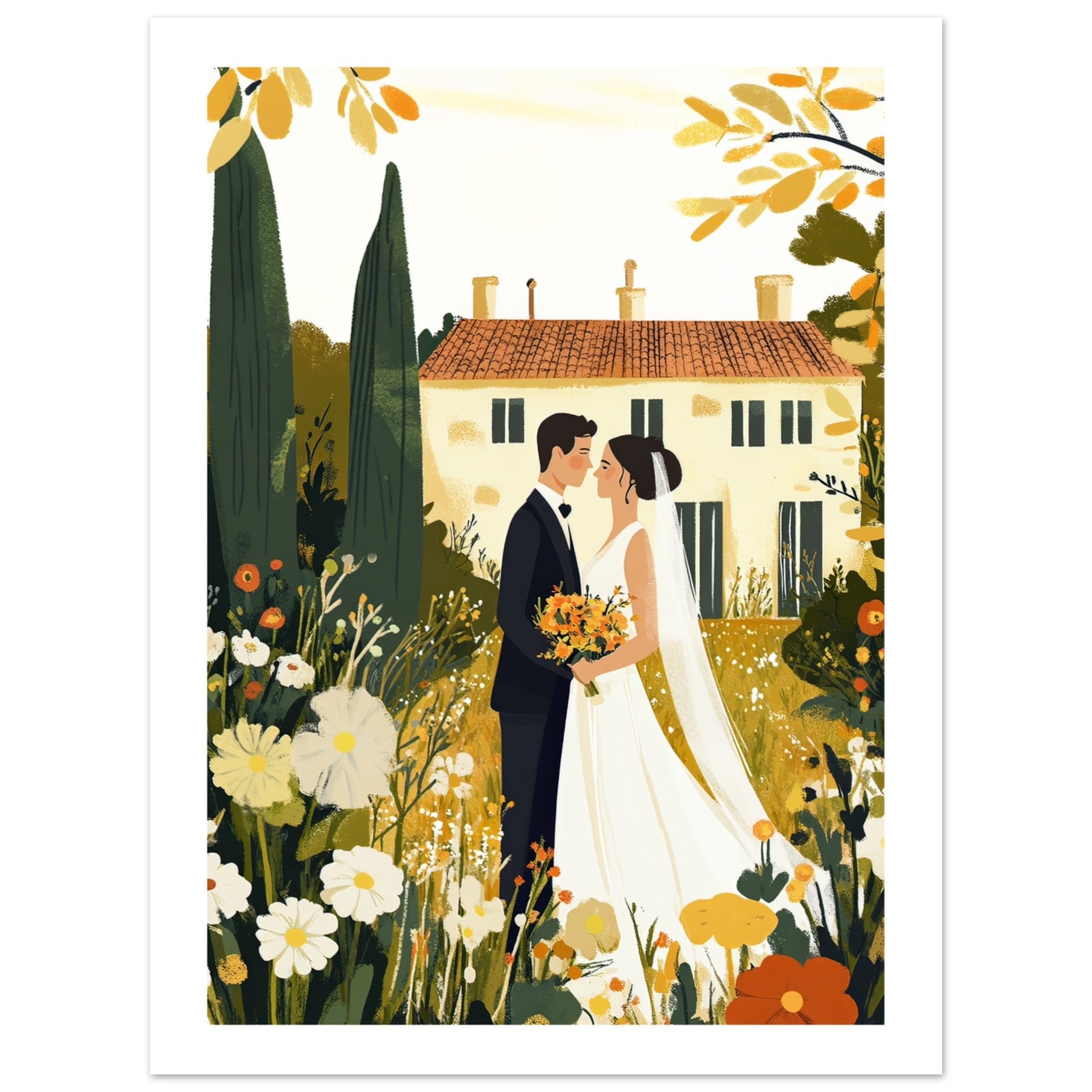 A wedding couple infront of a garden 1