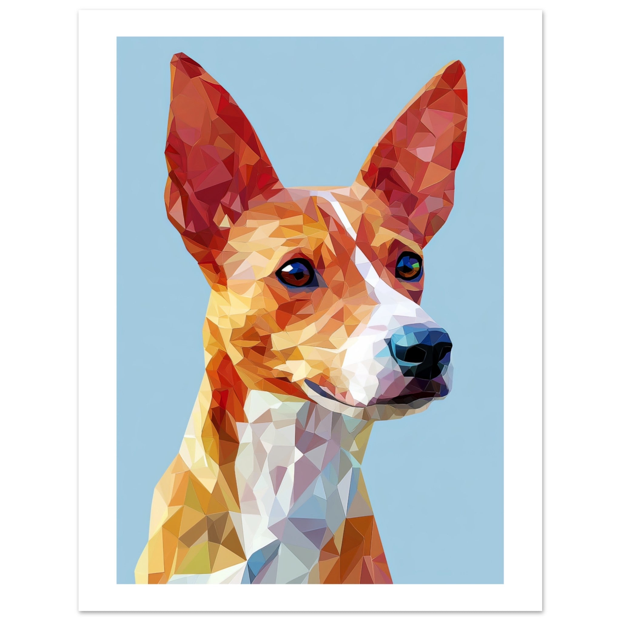 Basenji Dog Illustrated with Colorful Triangles 2