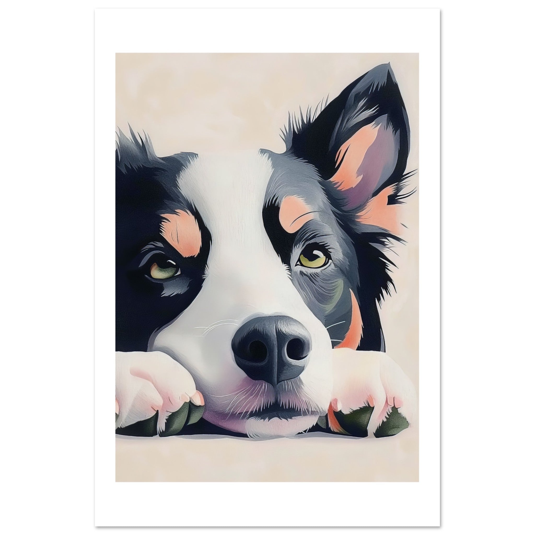 Border Collie Dog Relaxing Pastel Colored