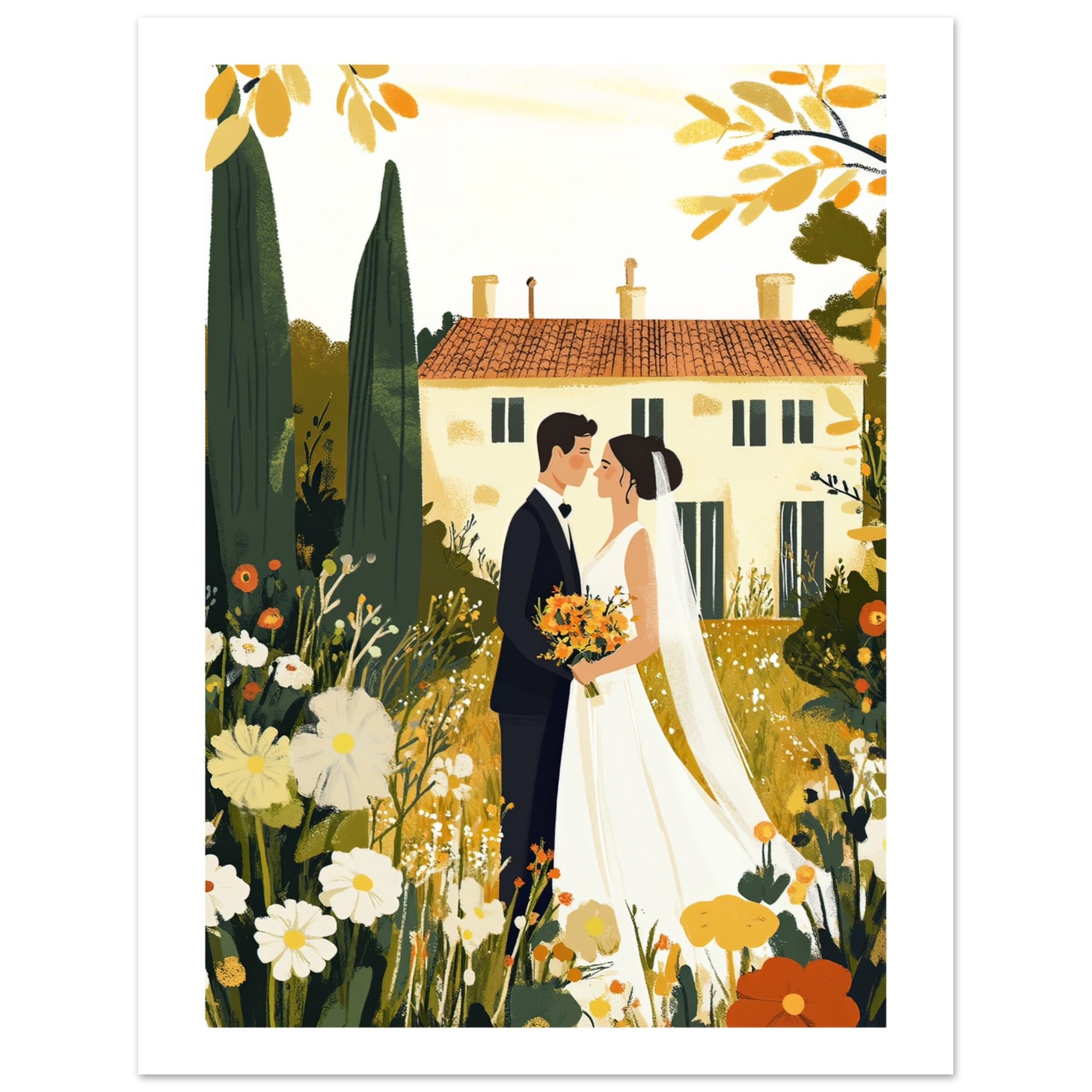 A wedding couple infront of a garden 1