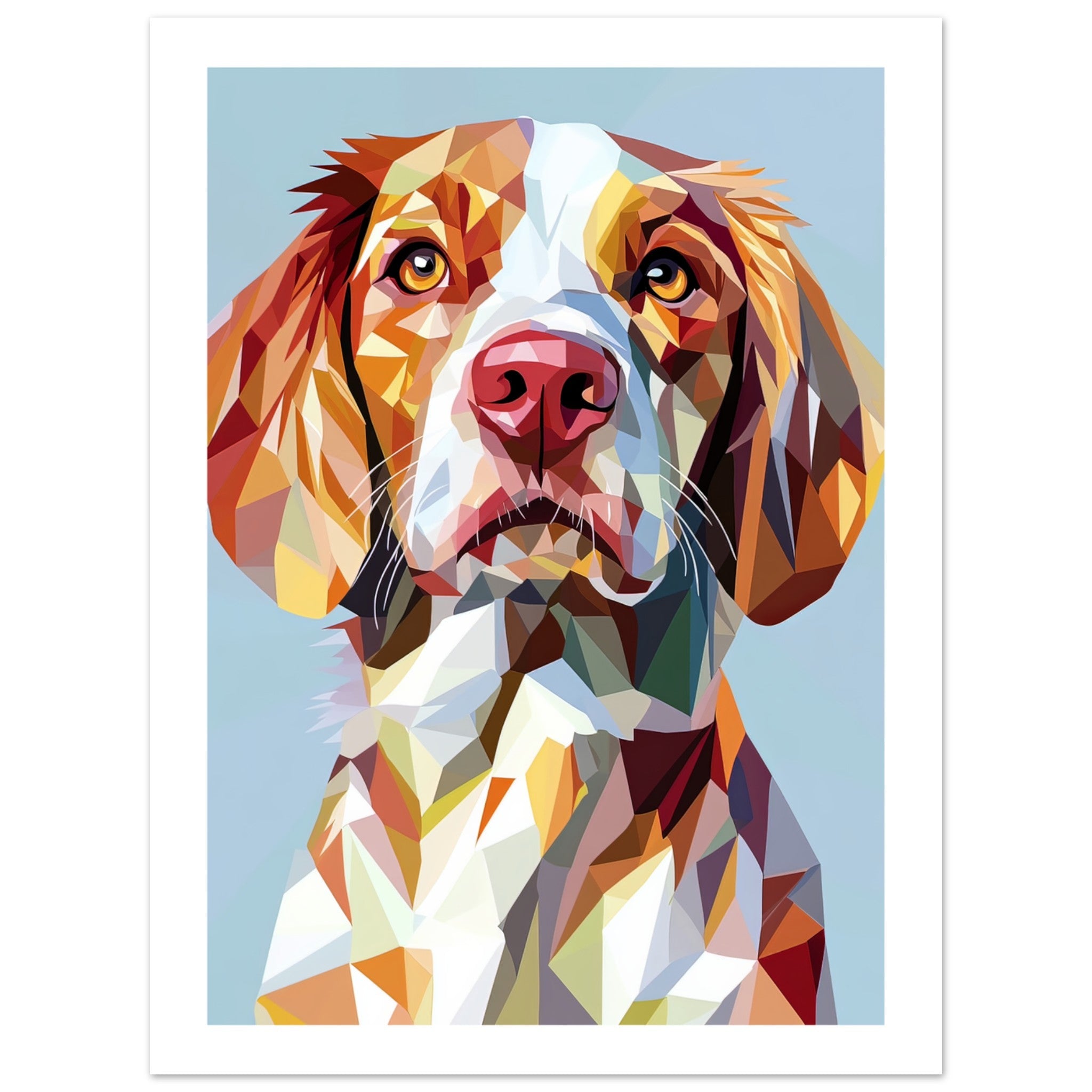 Brittany Spaniel Dog Illustrated with Colorful Triangles 1