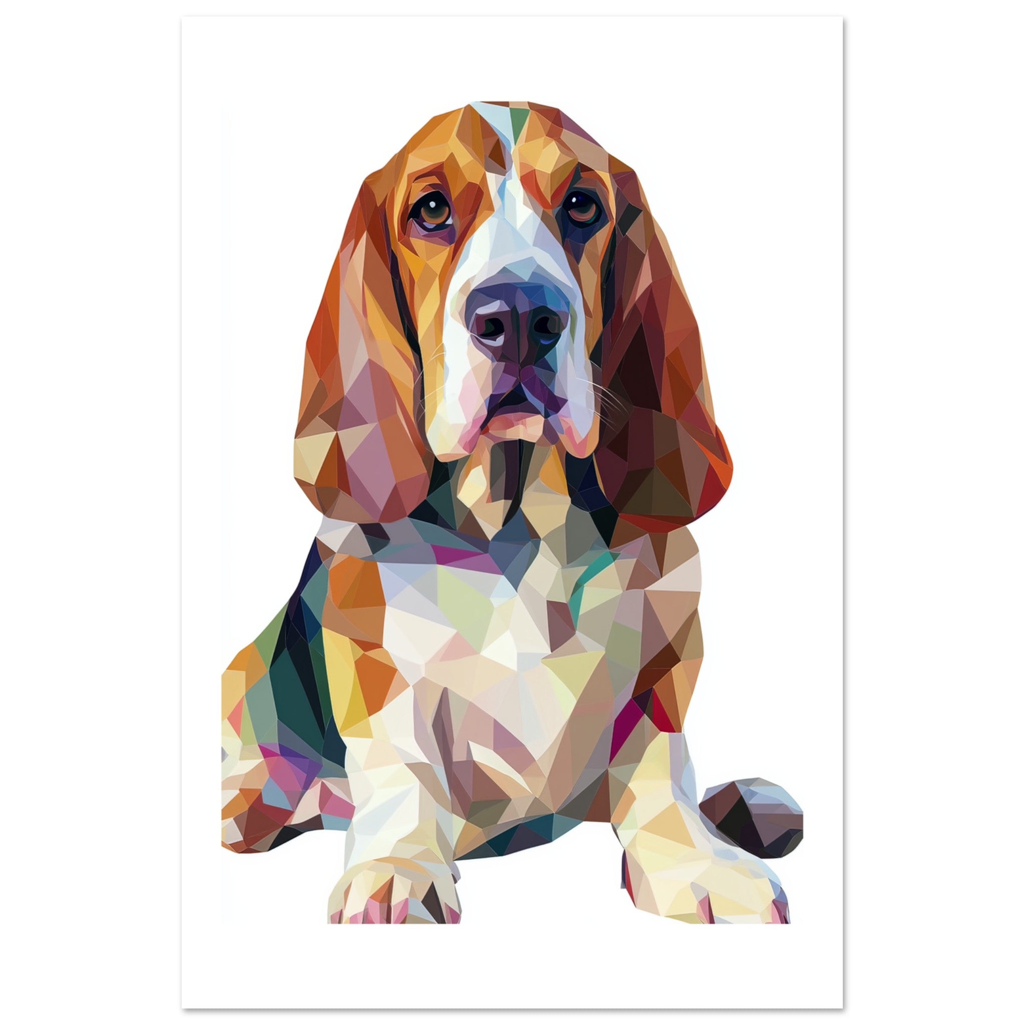Basset Hound Dog Illustrated with Colorful Triangles