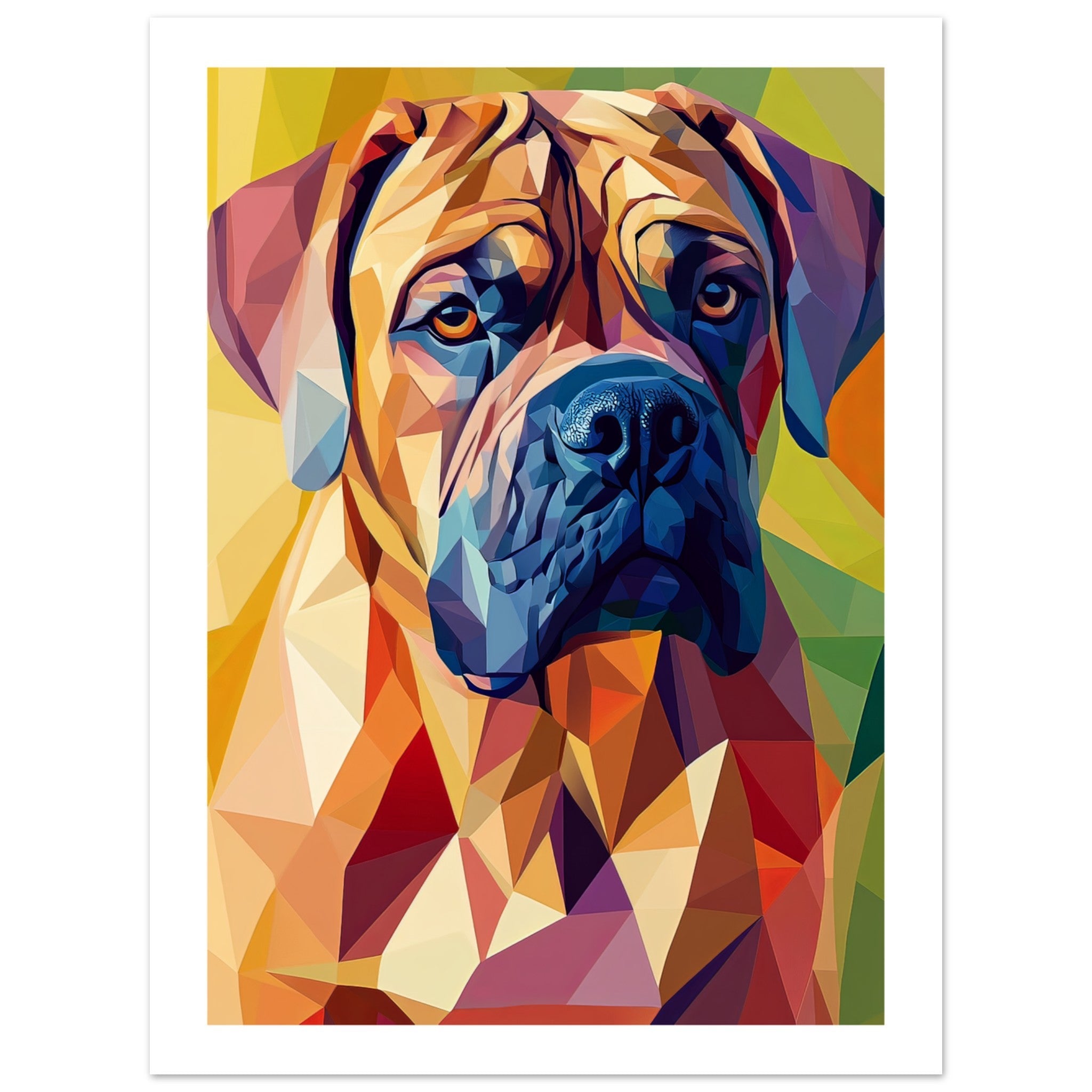 Boerboel Dog Illustrated with Colorful Triangles