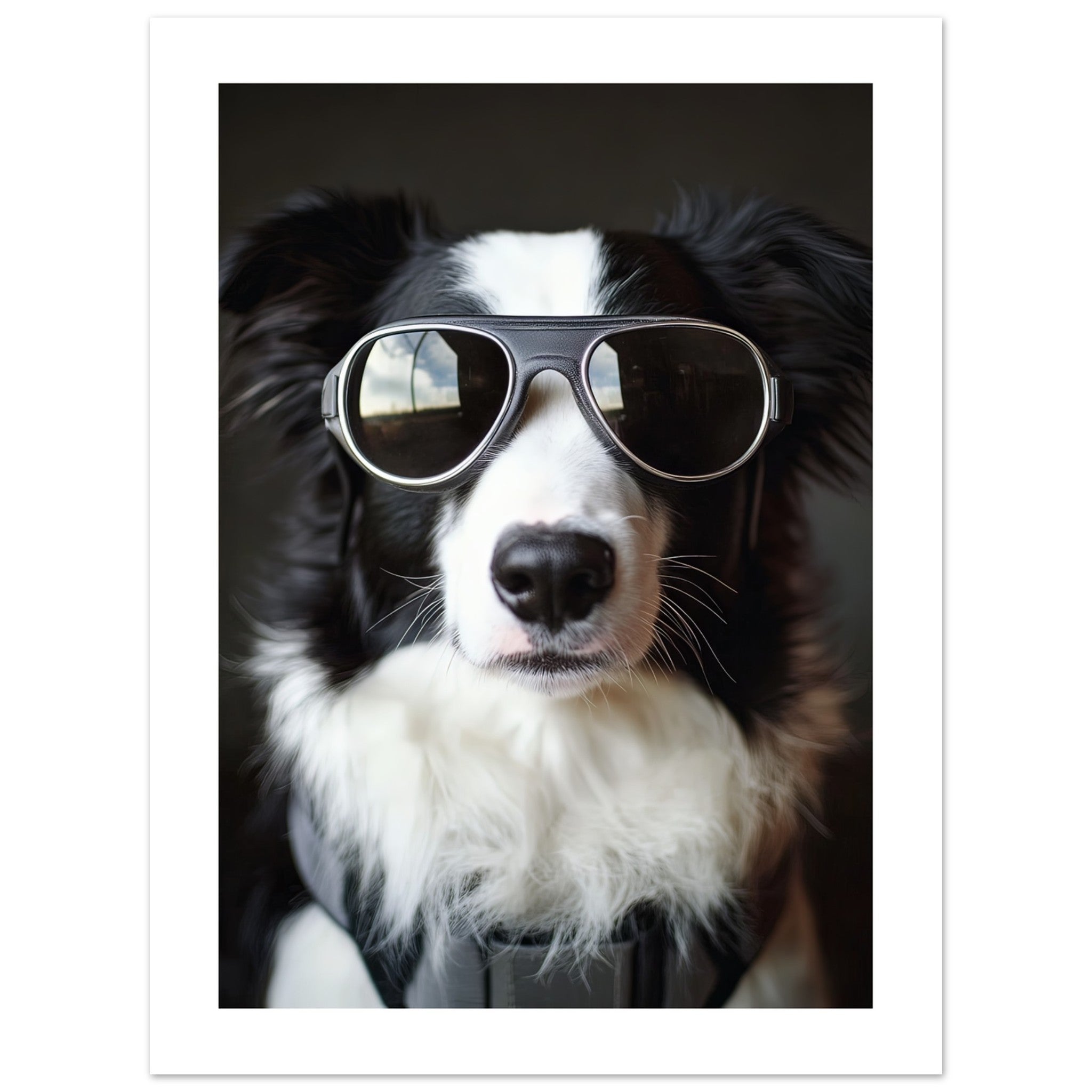 Border Collie Dog Wearing Pilot Sunglasses