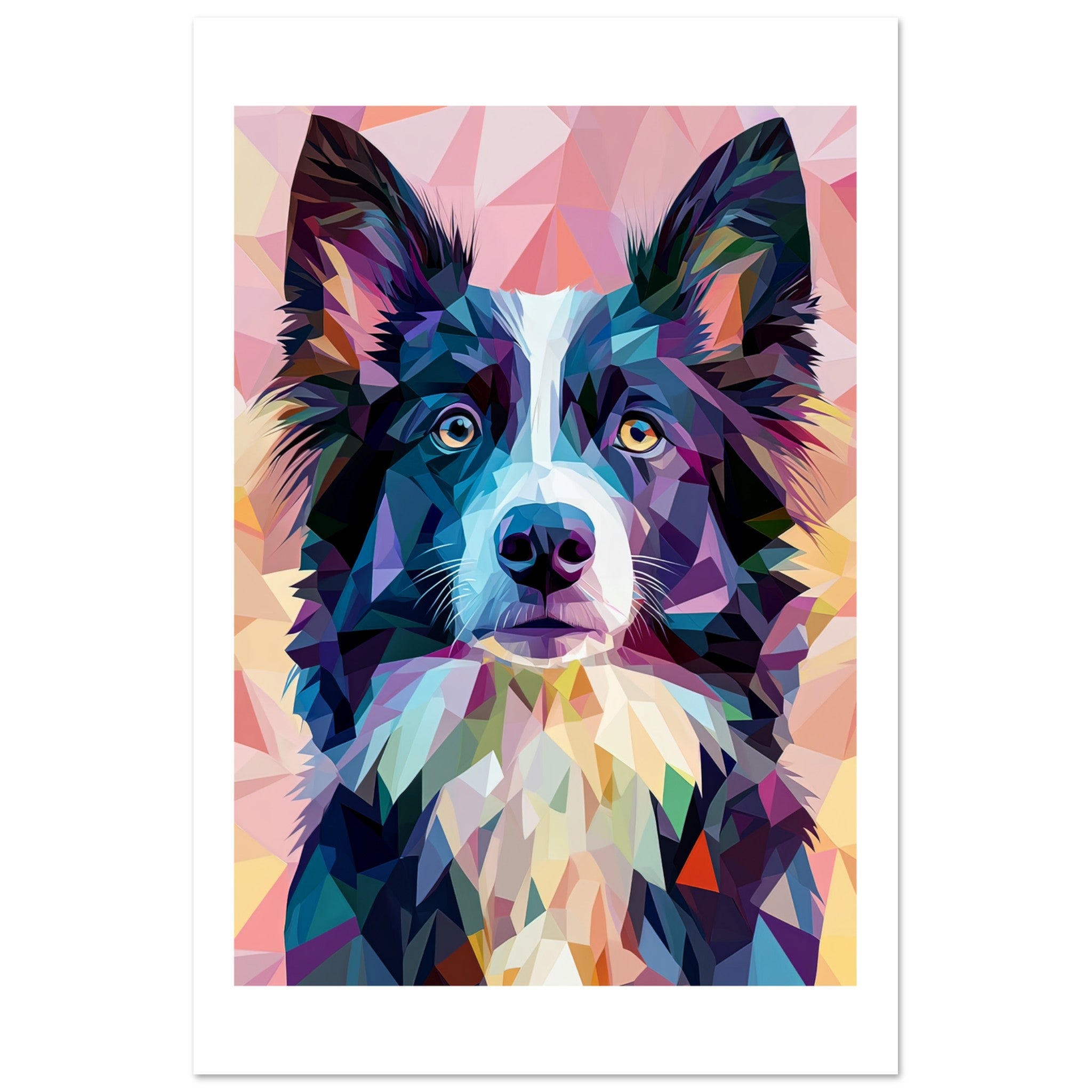 Border Collie Dog Illustrated with Colorful Triangles 3