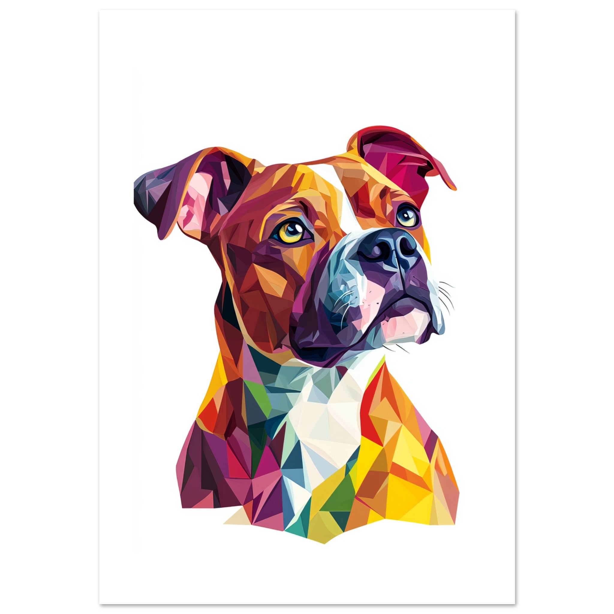 American Staffordshire Dog Illustrated with Colorful Triangles