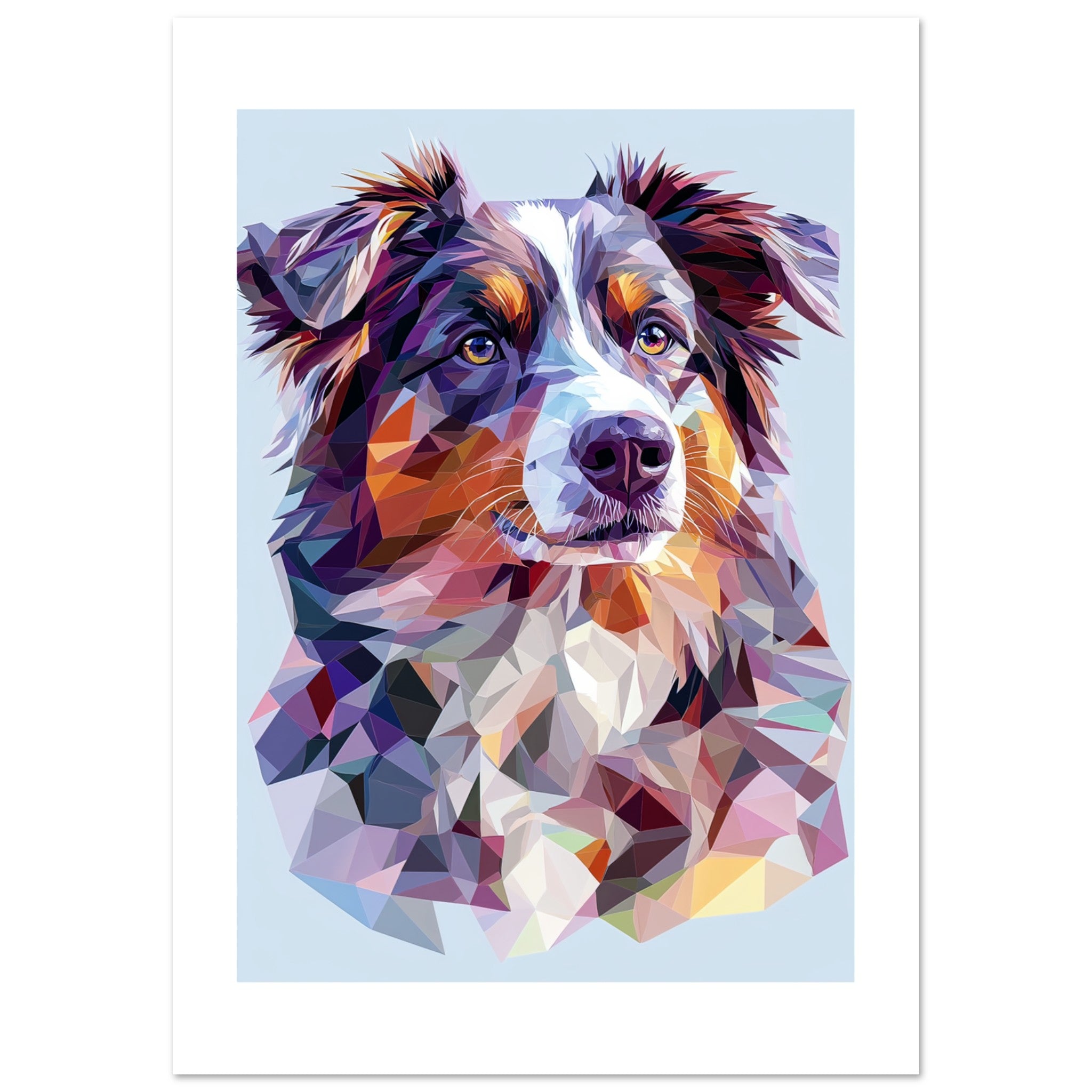 Australian Shepherd Dog Illustrated with Colorful Triangles 1