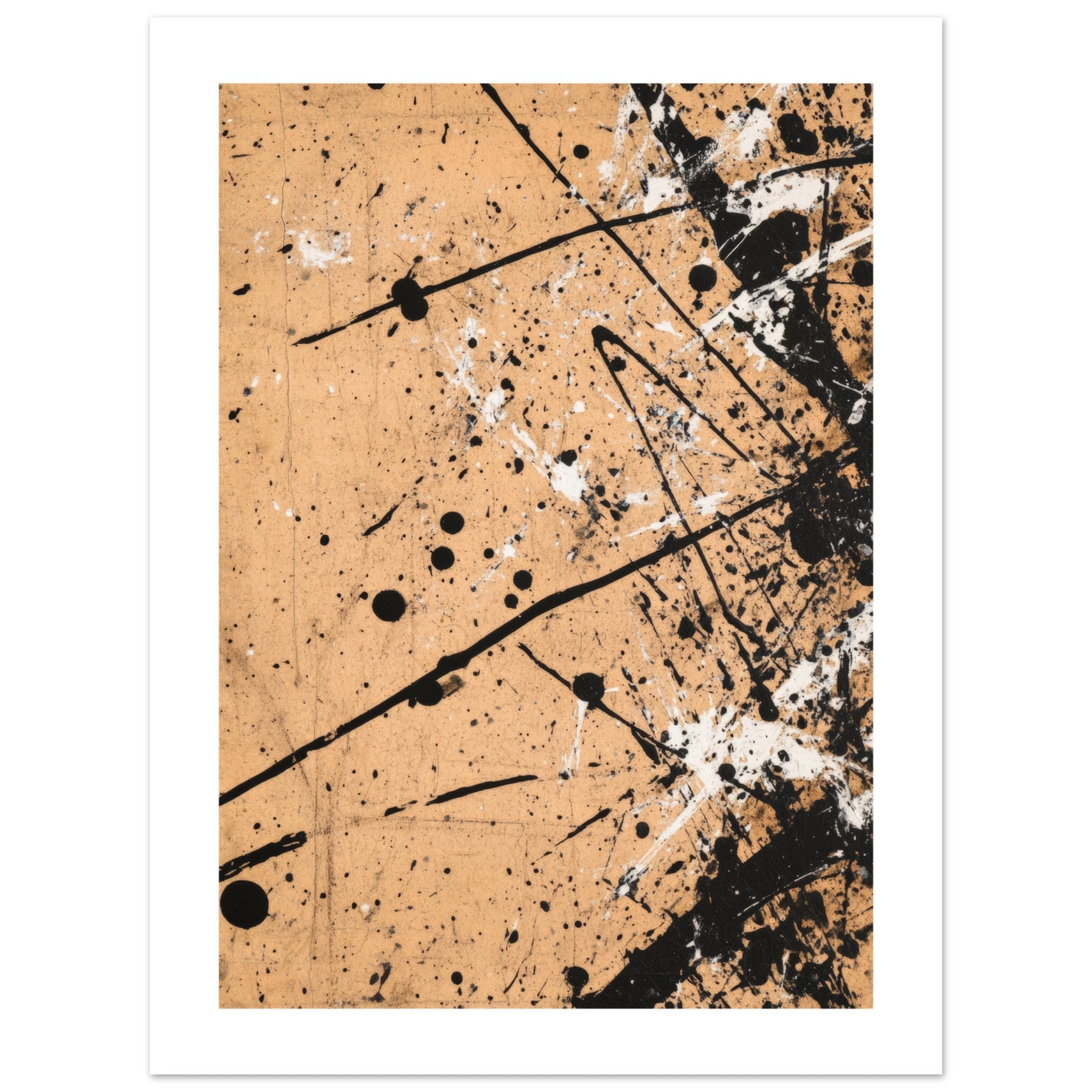 Black and white splashes on beige background
