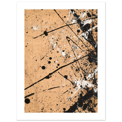Black and white splashes on beige background