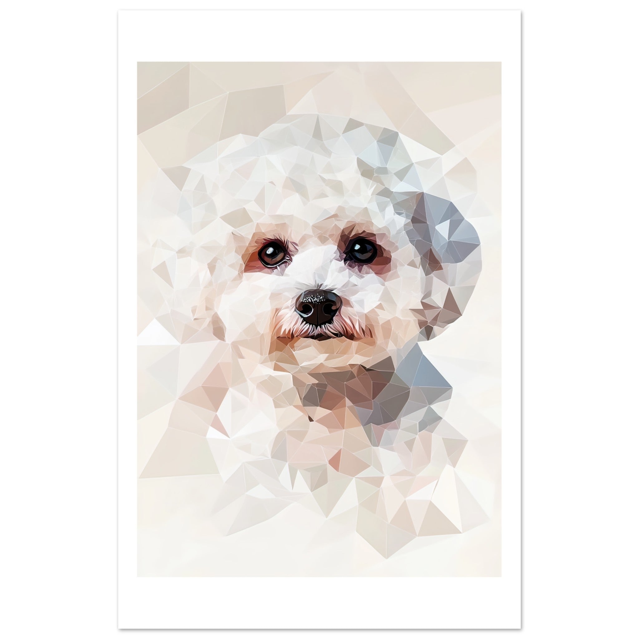 Bichon Frise Dog Illustrated with Colorful Triangles 1