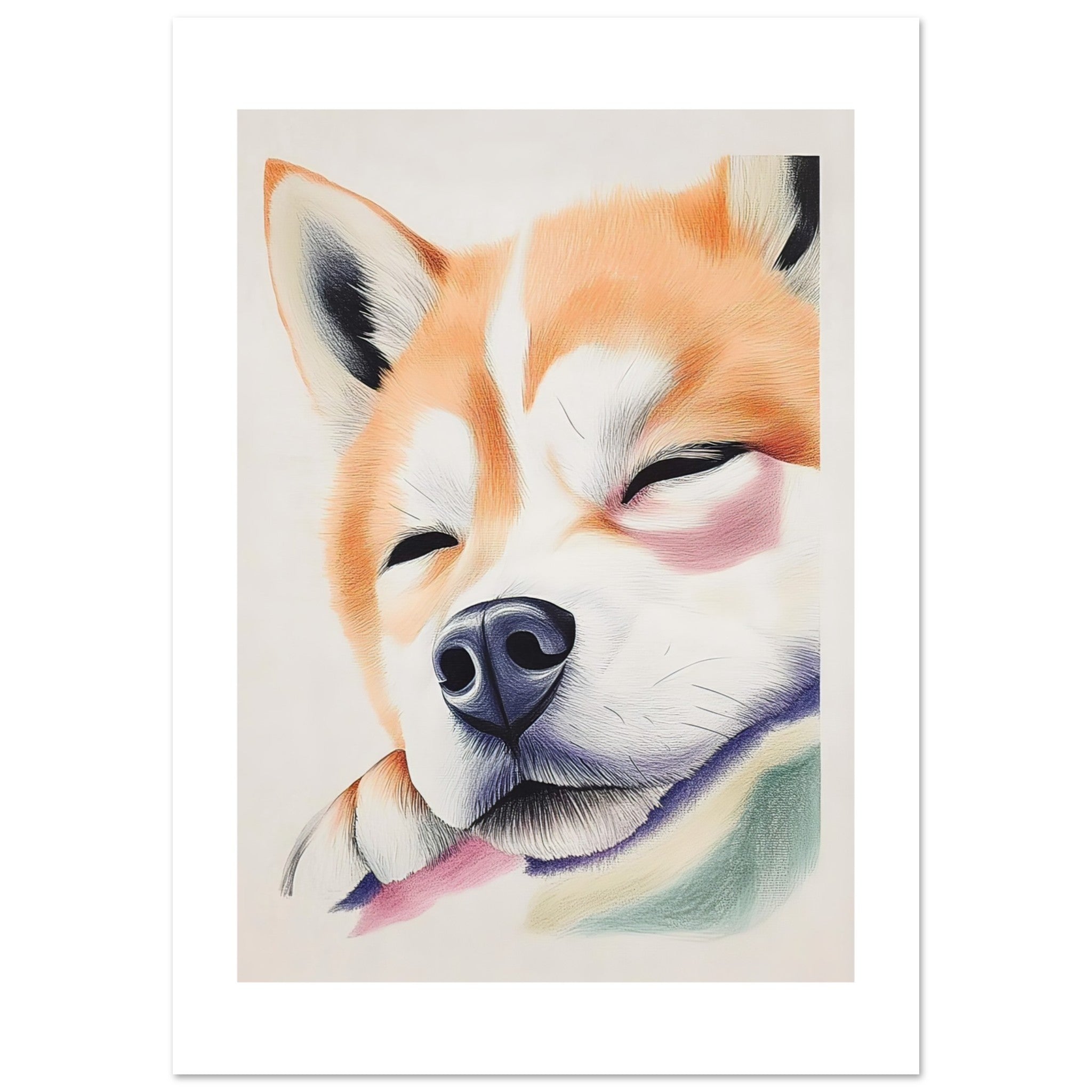 Akita Dog Relaxing Pastel Colored 2