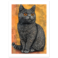 British Shorthair Cat Painted With Tone Pen 1