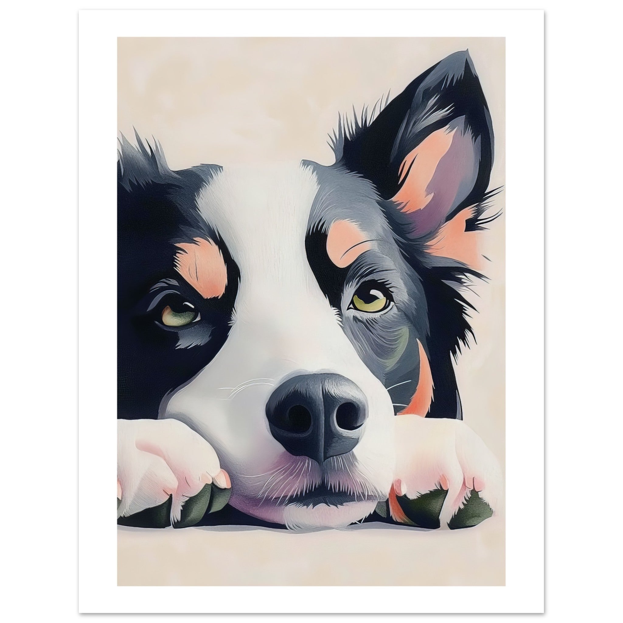 Border Collie Dog Relaxing Pastel Colored
