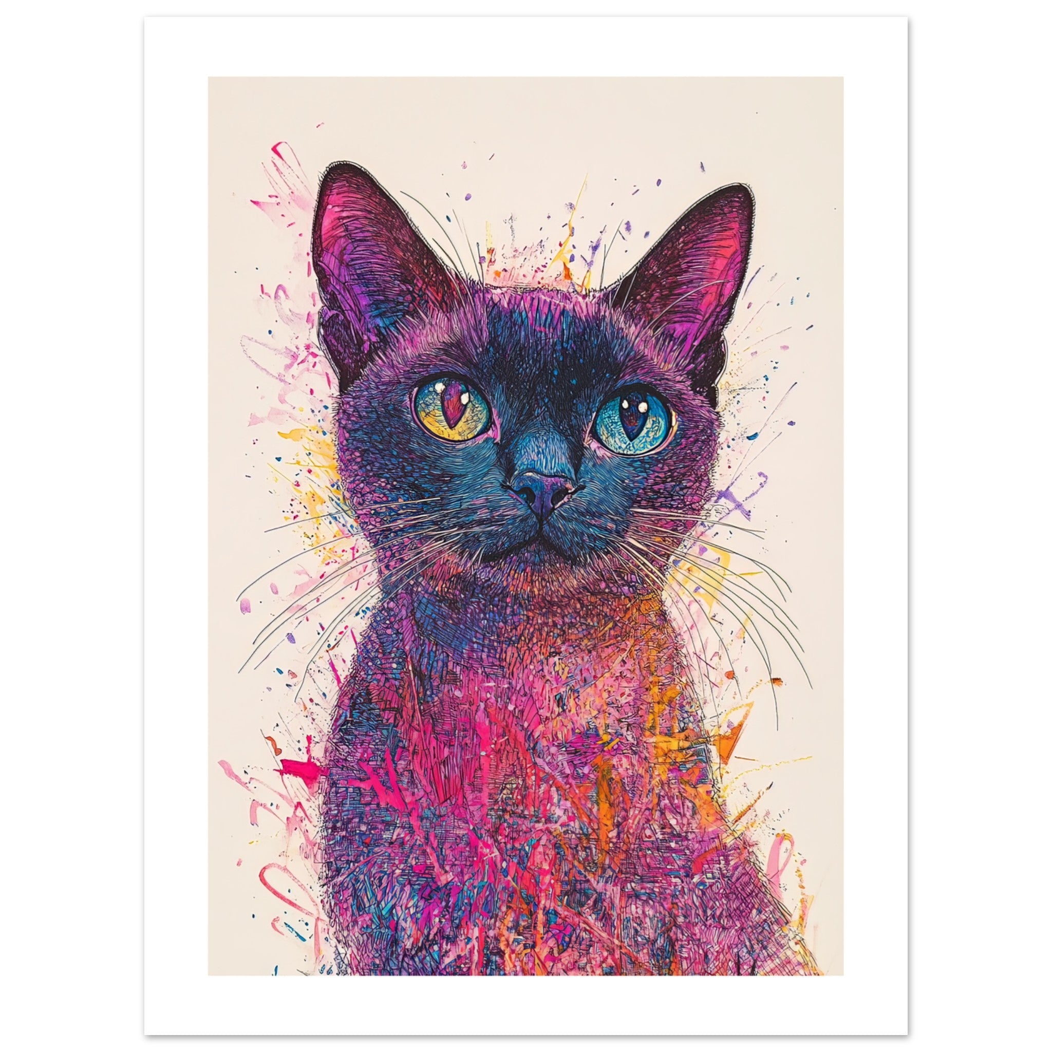 Burmese Cat Painted With Tone Pen