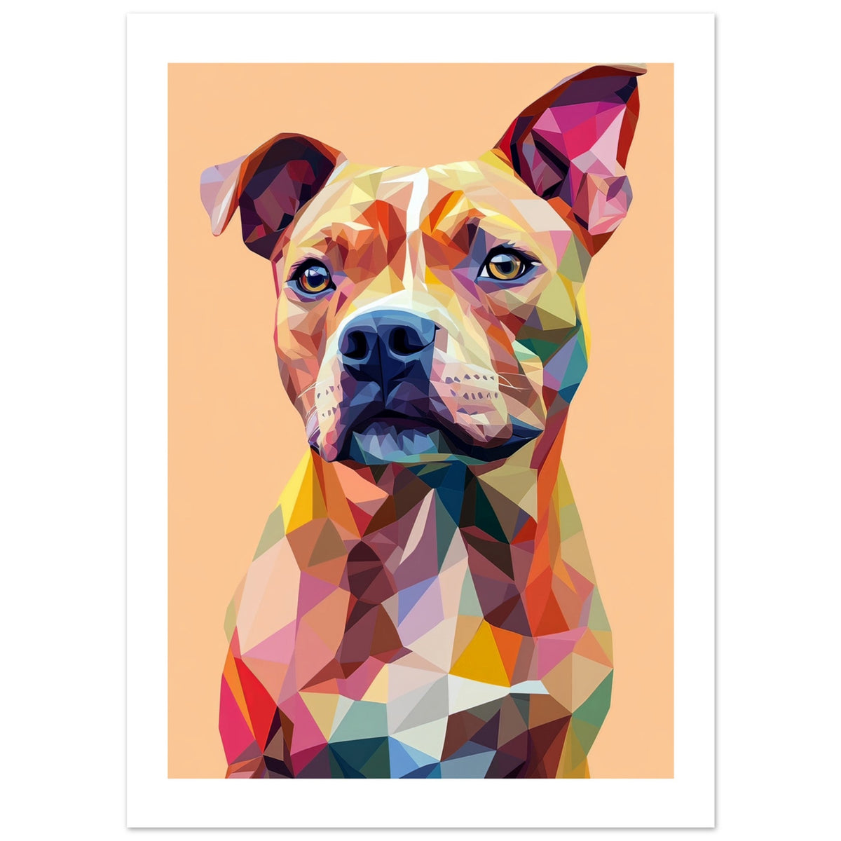American Staffordshire Dog Illustrated with Colorful Triangles 1