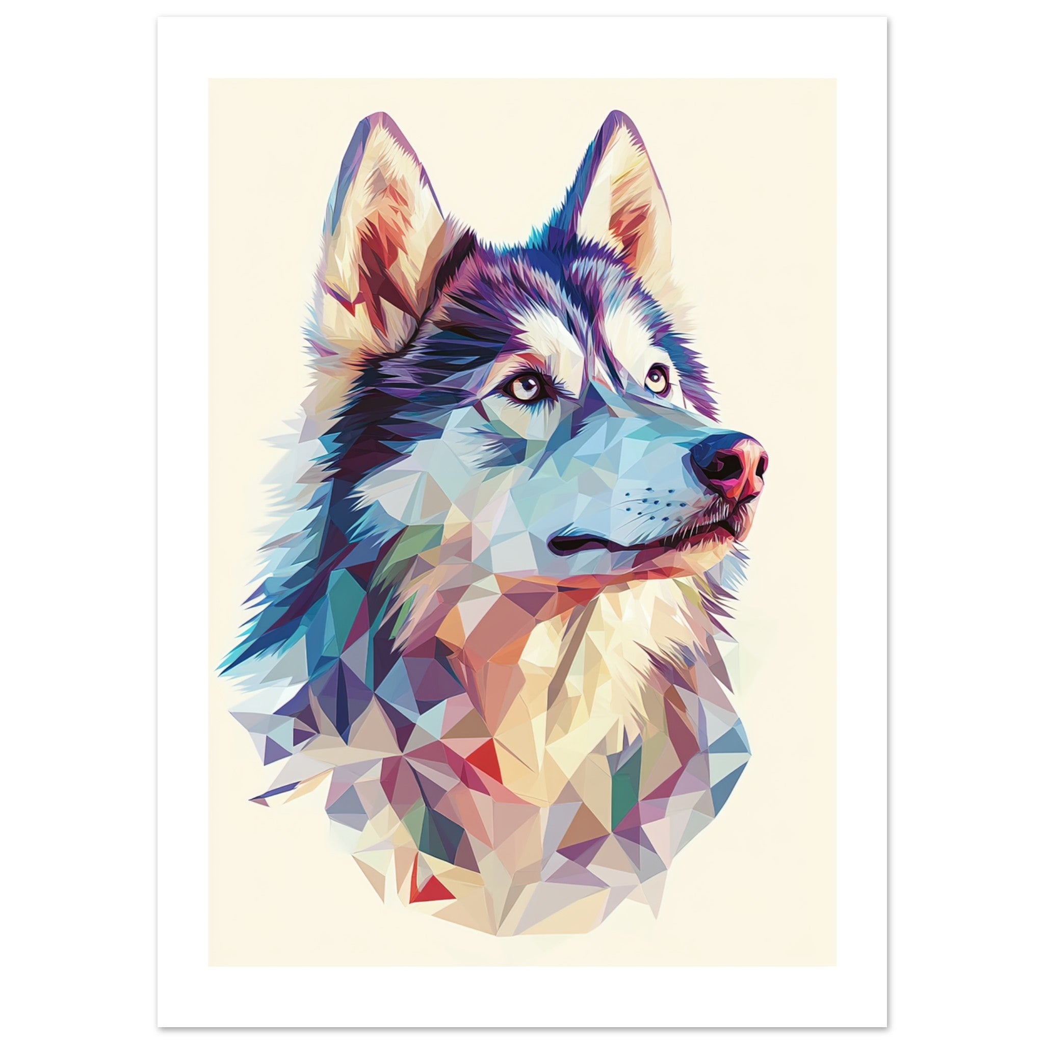 Alaskan Malamute Dog Illustrated with Colorful Triangles