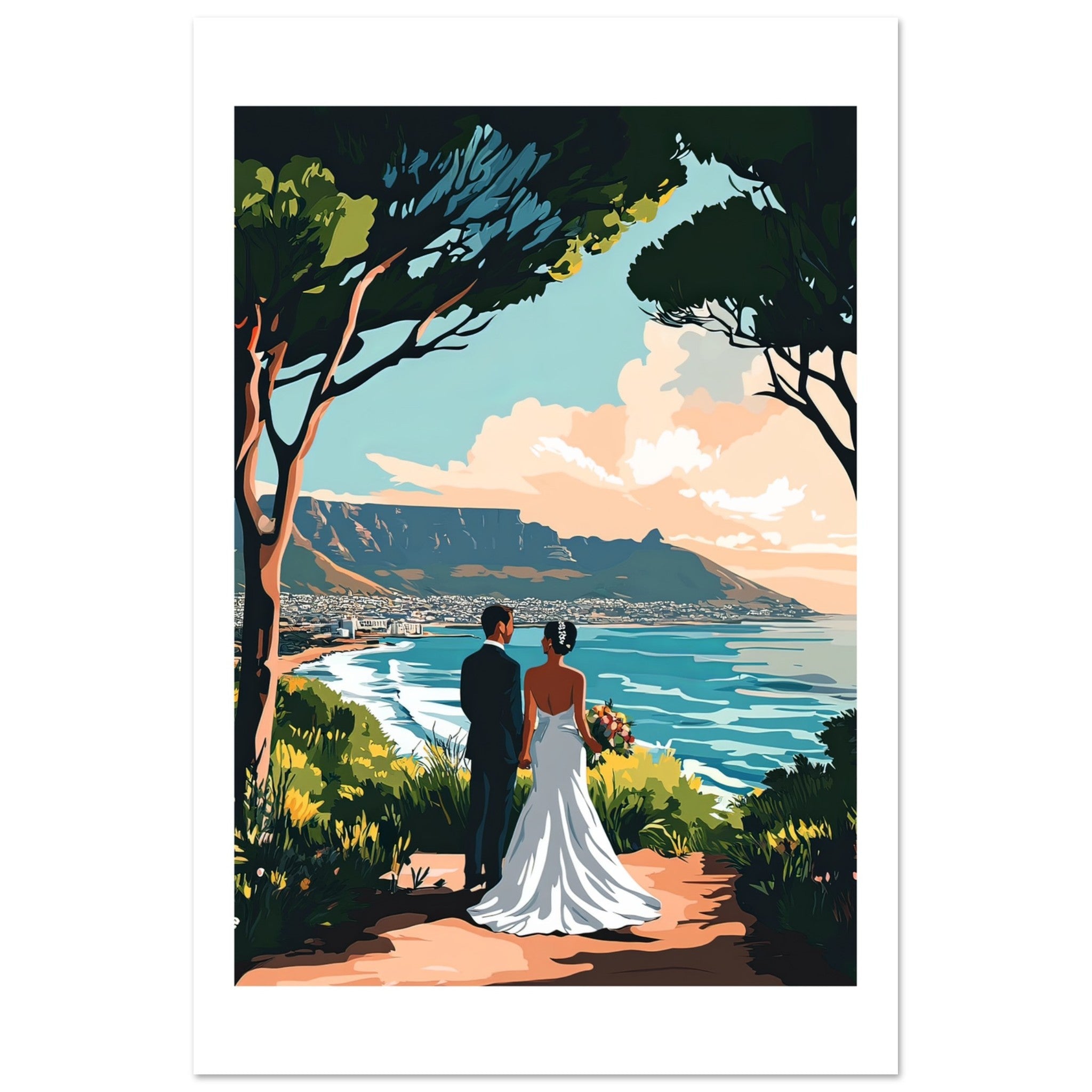 A wedding couple infront of Cape Town