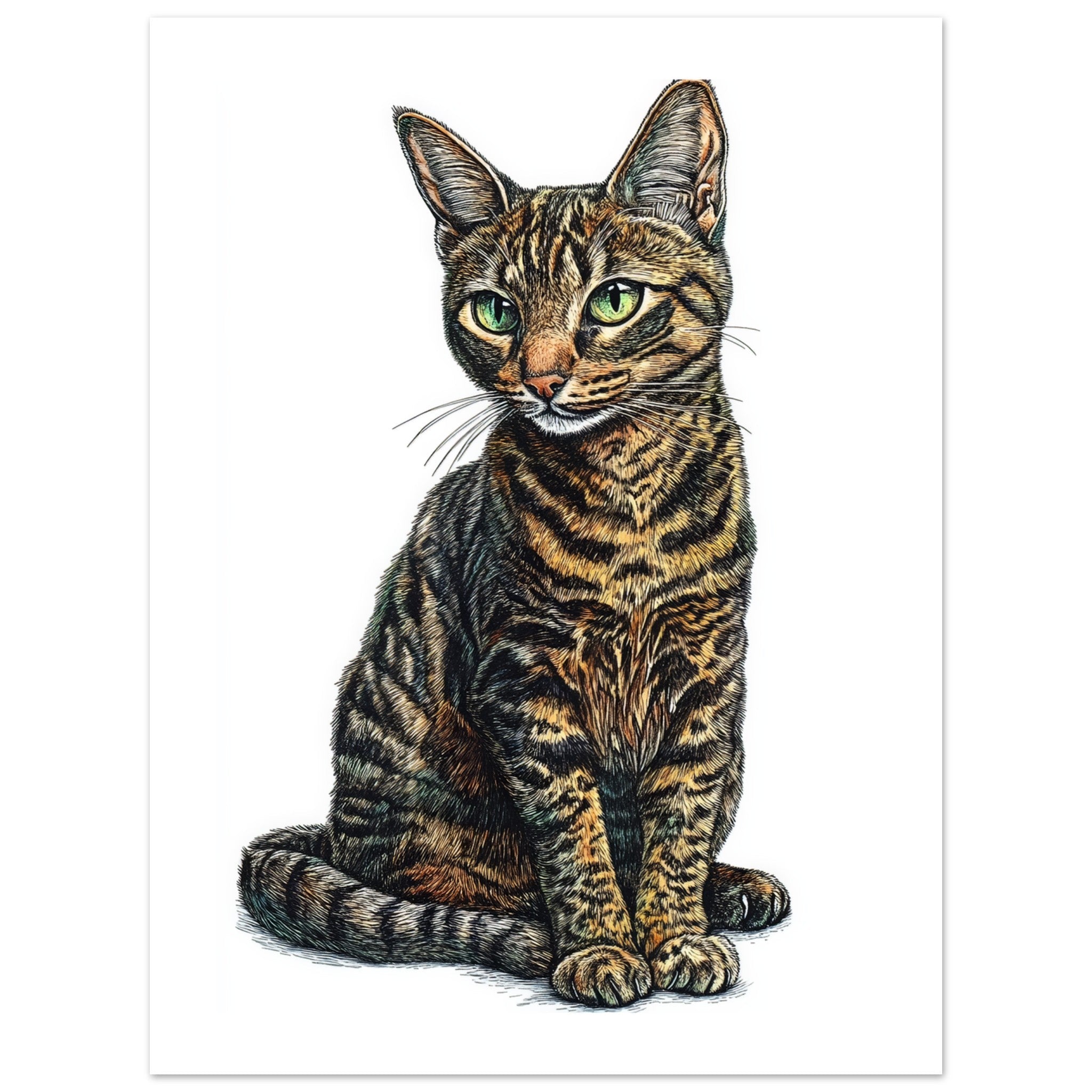 Bengal Cat Painted With Tone Pen