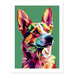 Australian Cattle Dog Illustrated with Colorful Triangles 1