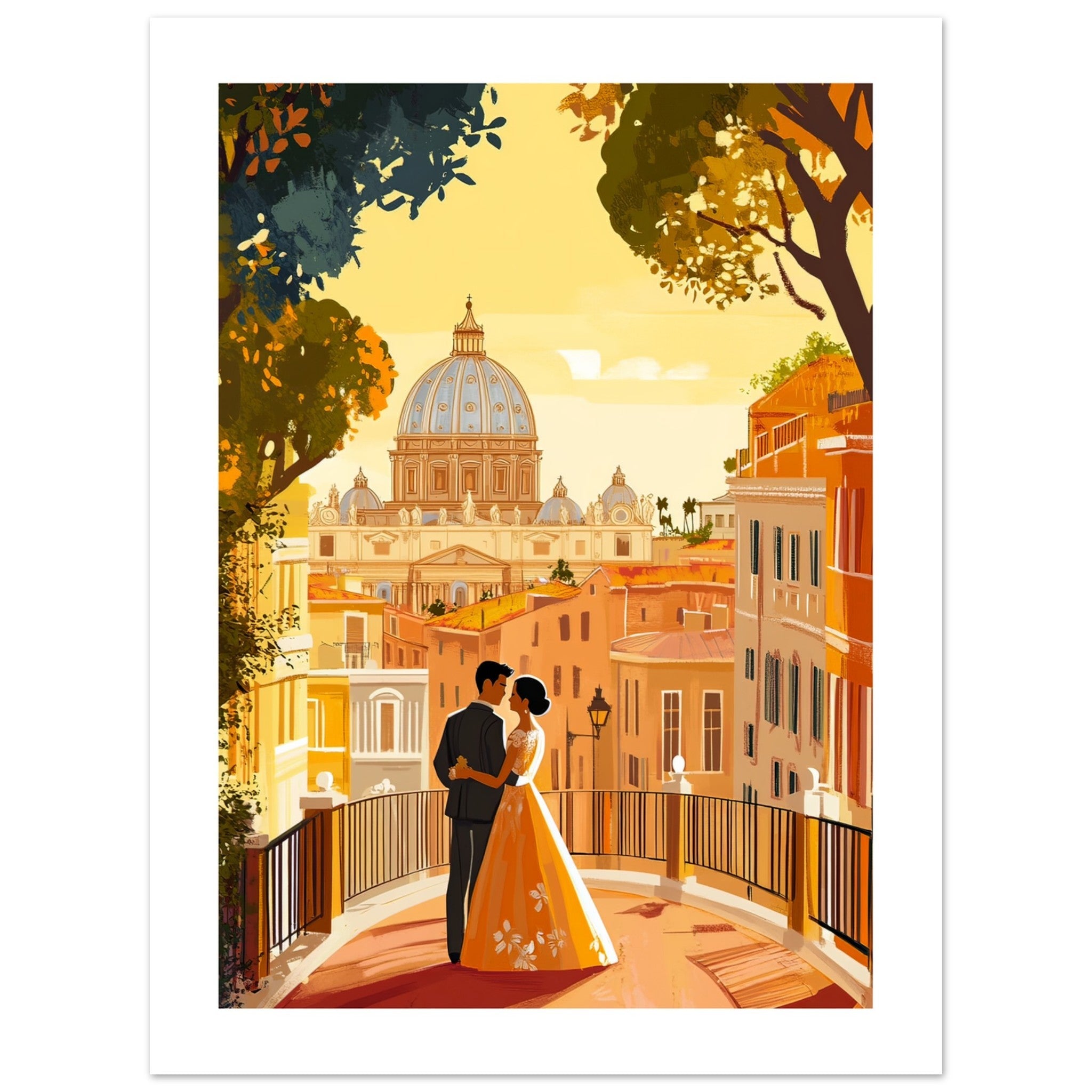 An asian wedding couple infront of Rome 1